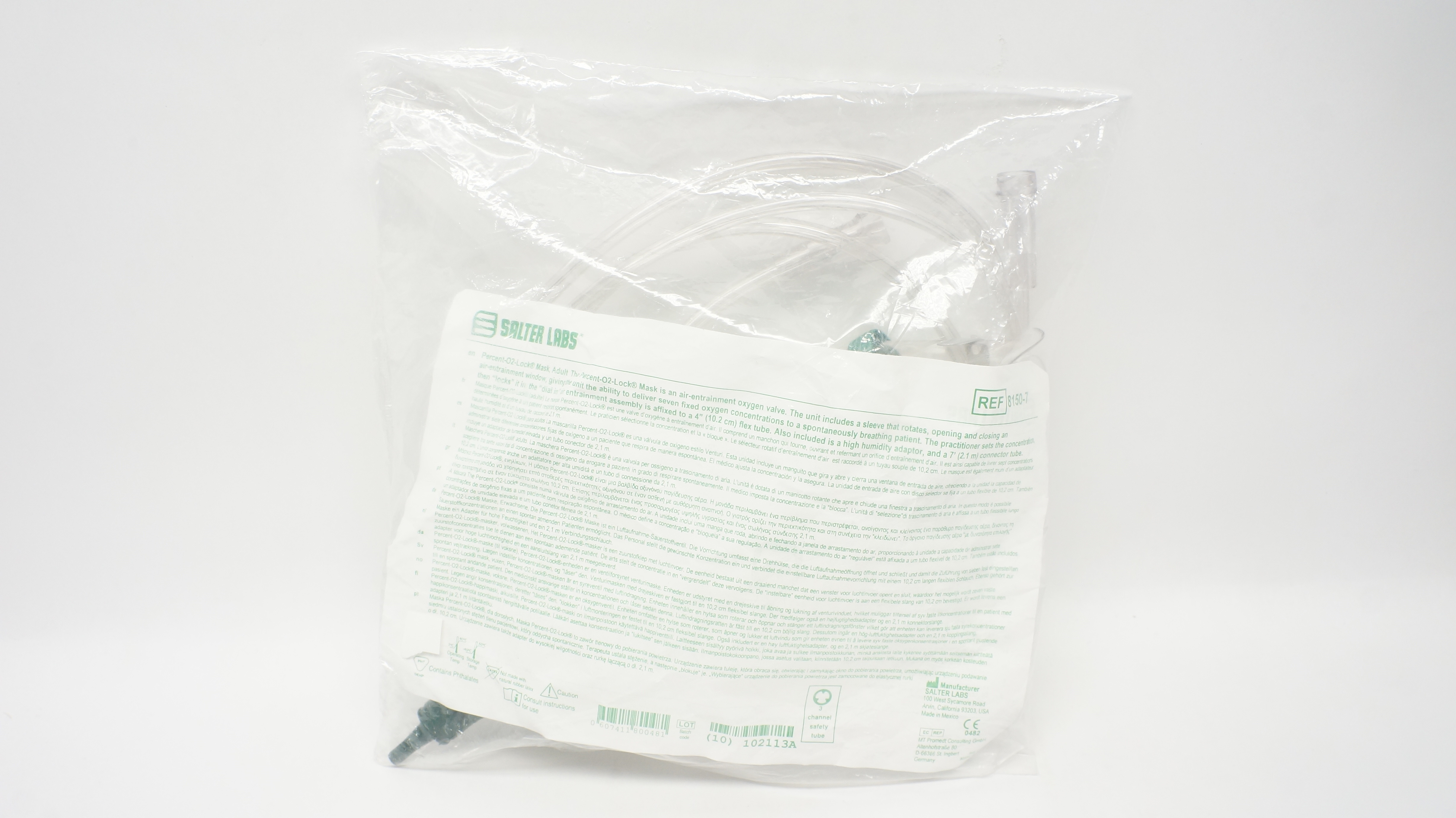O2 Lock Mask 8058 Salter Labs 8150-7 Percent-O2-Lock Mask, Adult