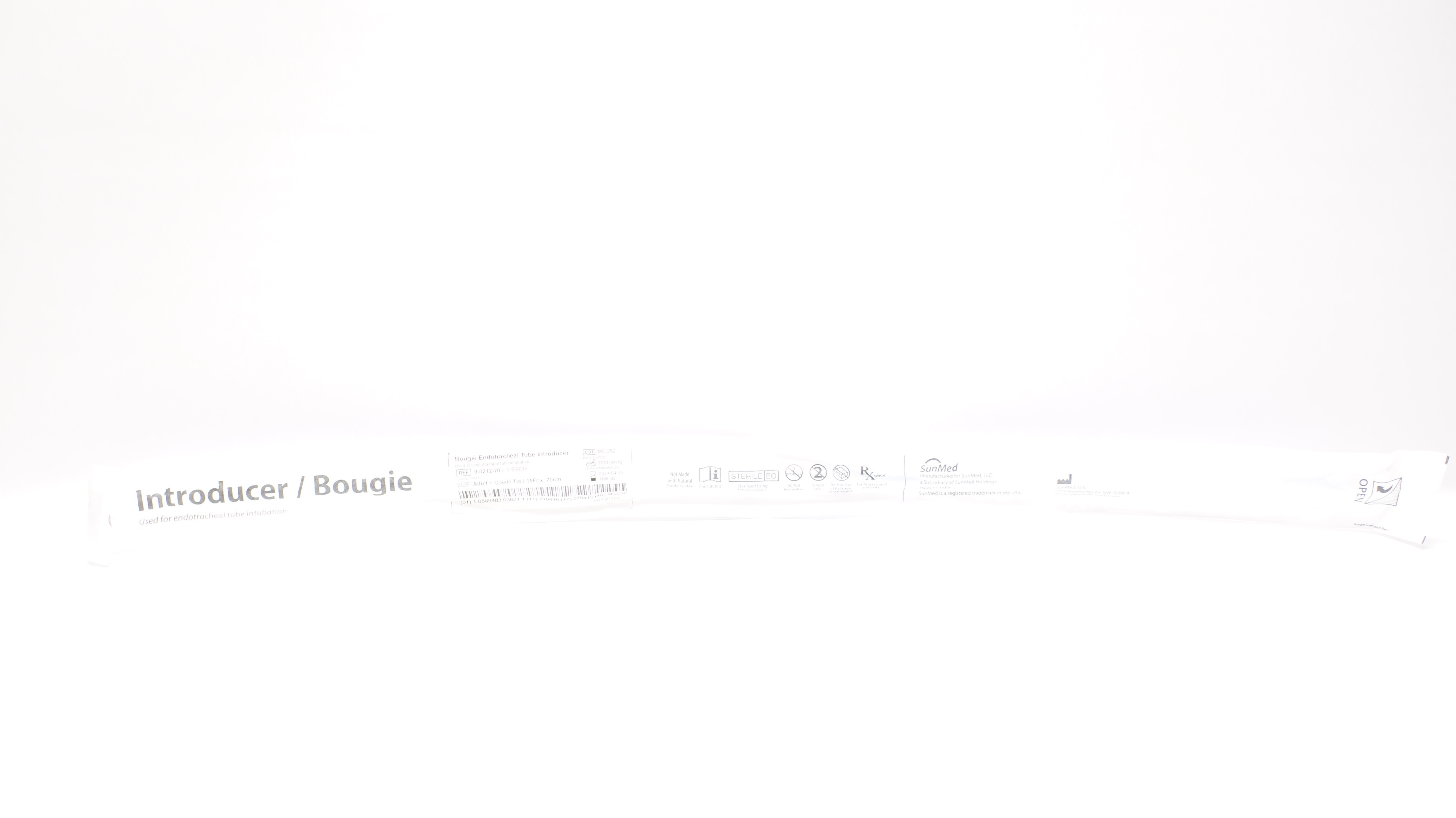 SunMed 9-0212-70 Bougie Endotracheal Tube Introducer Adult CoudeTip 15Fr x 70cm