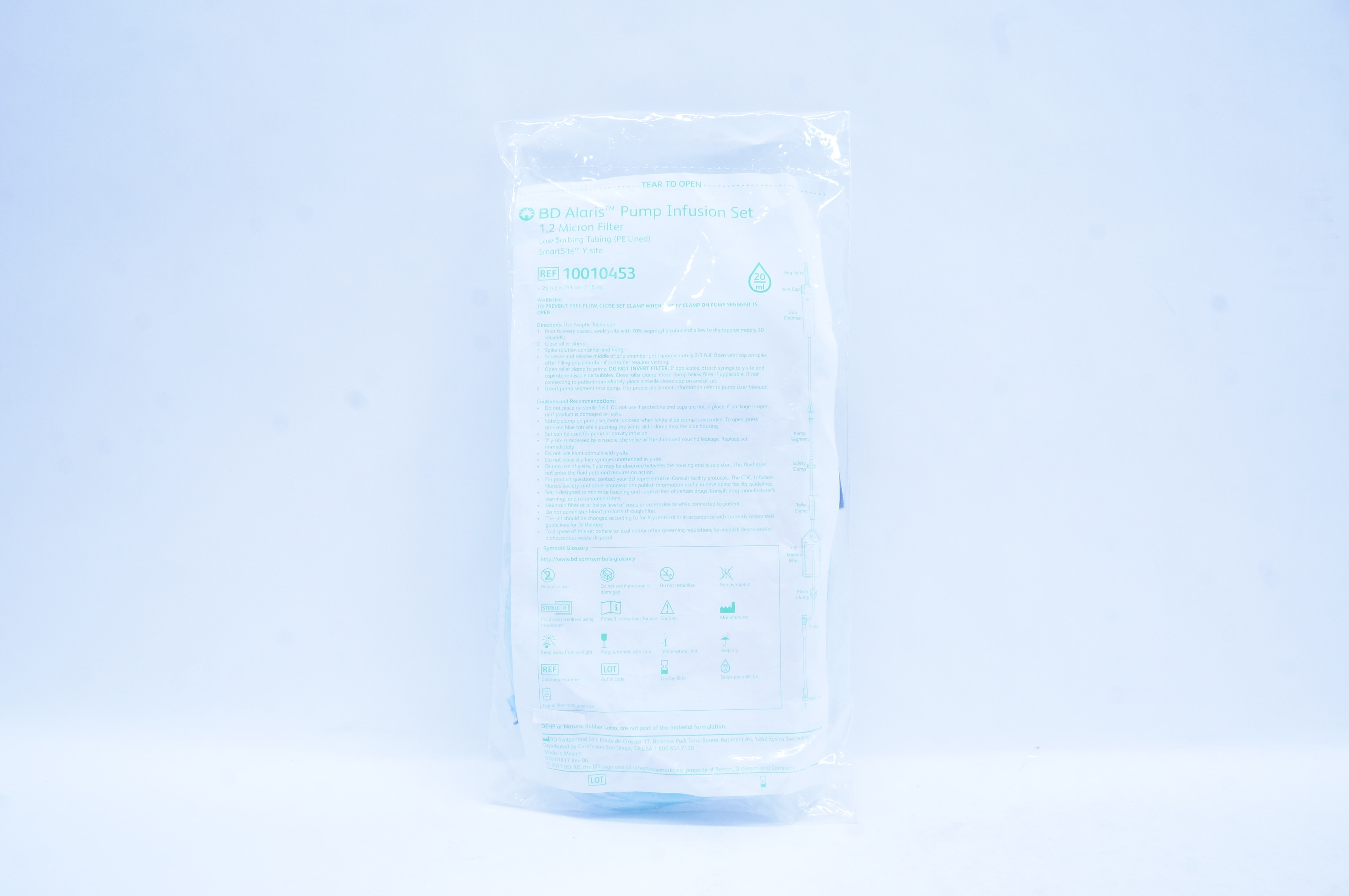 BD 10010453 Alaris Pump Infusion Set 1.2 Micron Filter 115 inch x 20ml