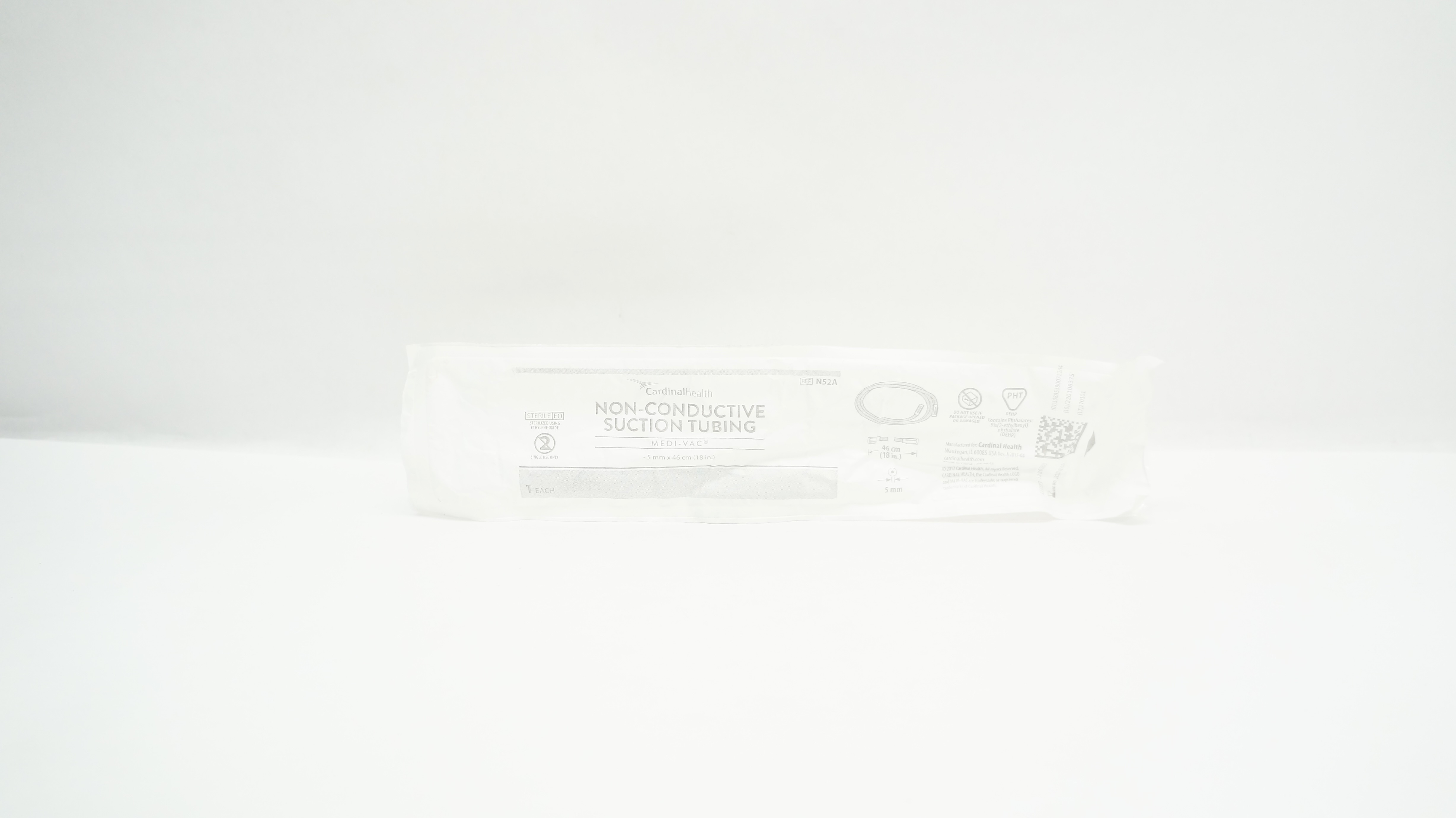 Cardinal Health N52A Medi-Vac Non-Conductive Suction Tubing 5mm x 18inch