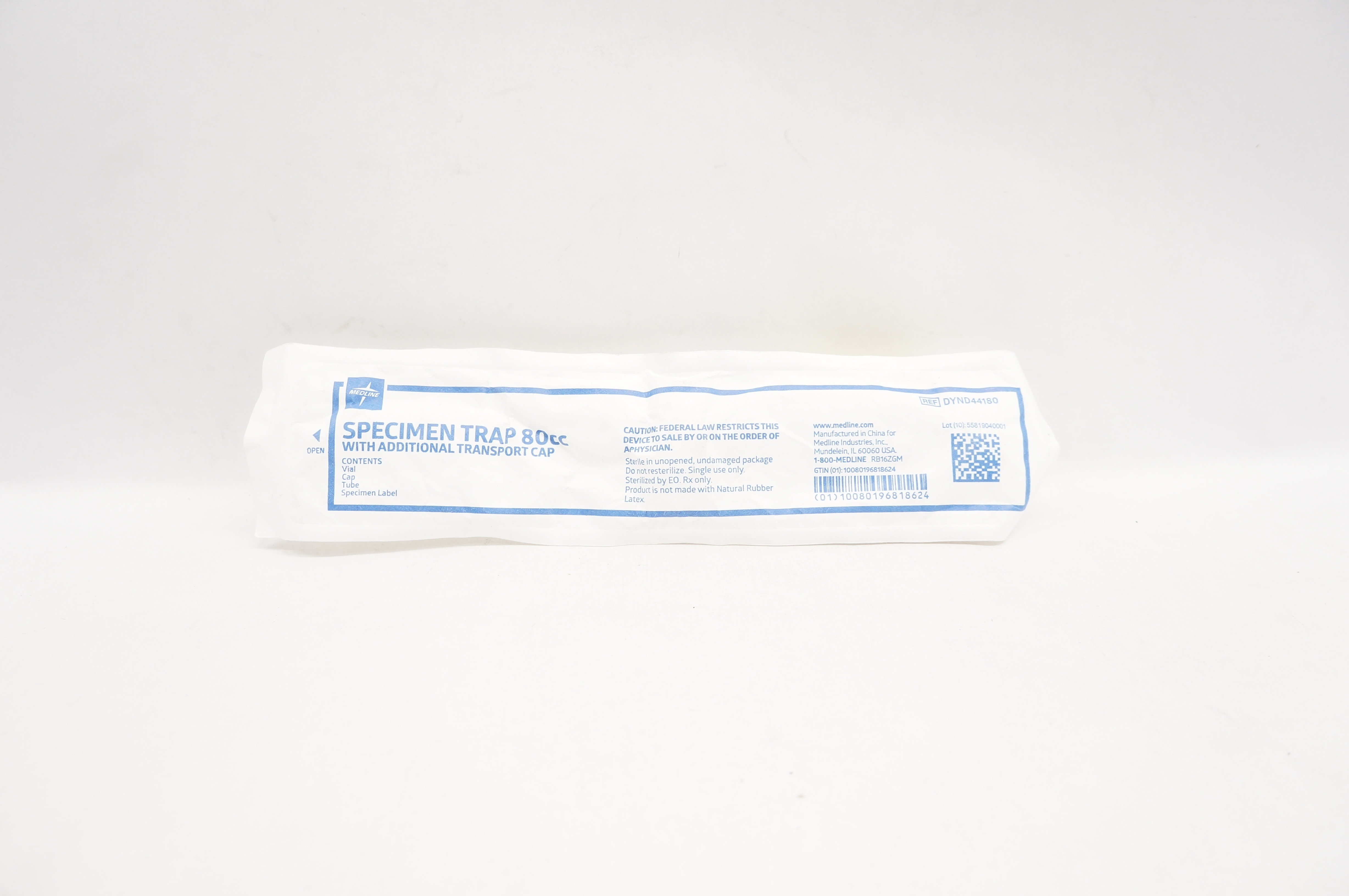 Medline DYND44180 Specimen Trap with Additional Transport Cap, 80cc
