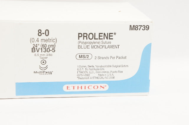 Ethicon M8739 8-0 Prolene Stre BV130-5 6.5mm 3/8c Taper 24inch (x) - Box of 12
