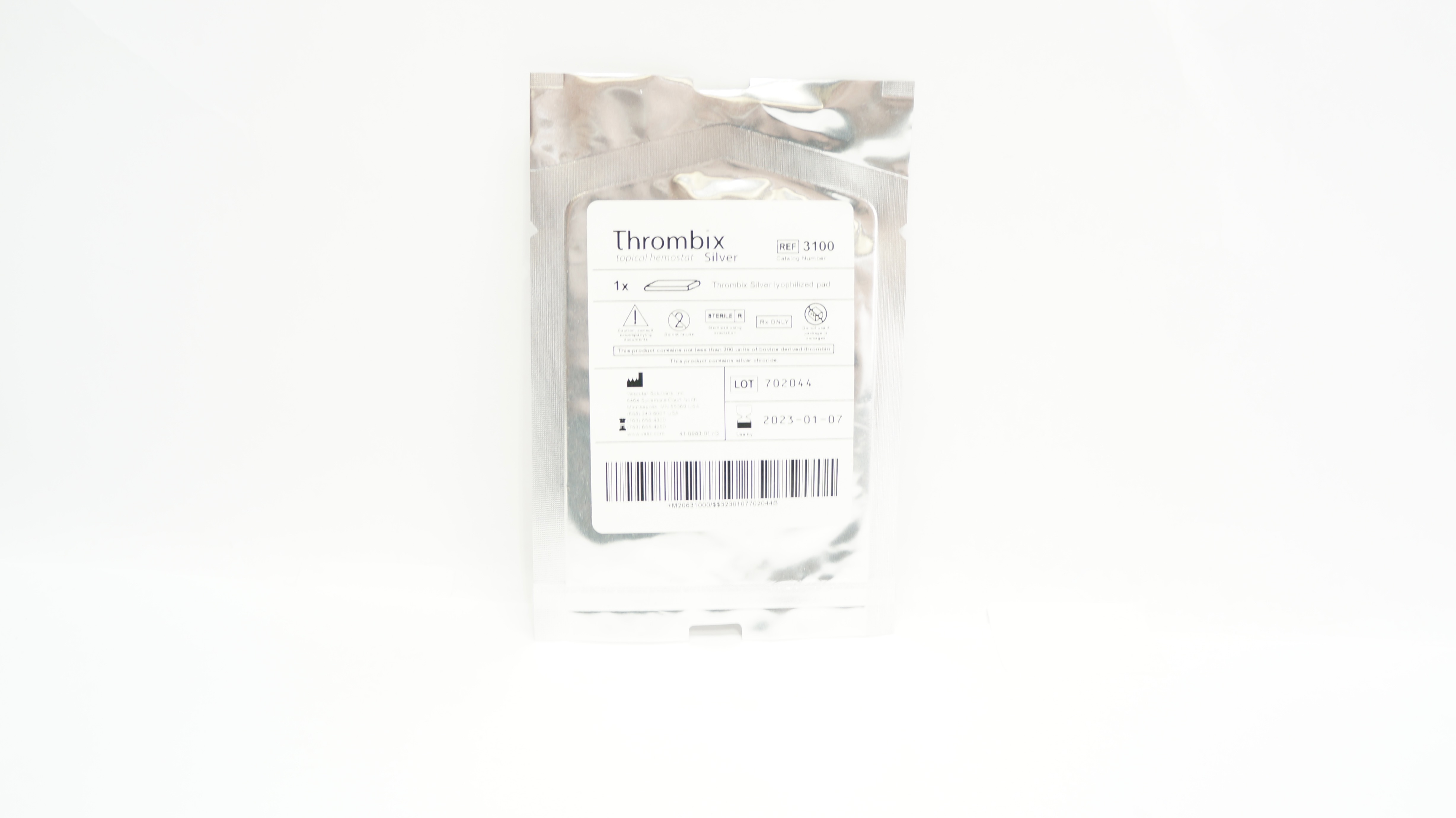 Vascular 3100 Thrombix Topical Hemostat Silver Lyophilized Pad (x)