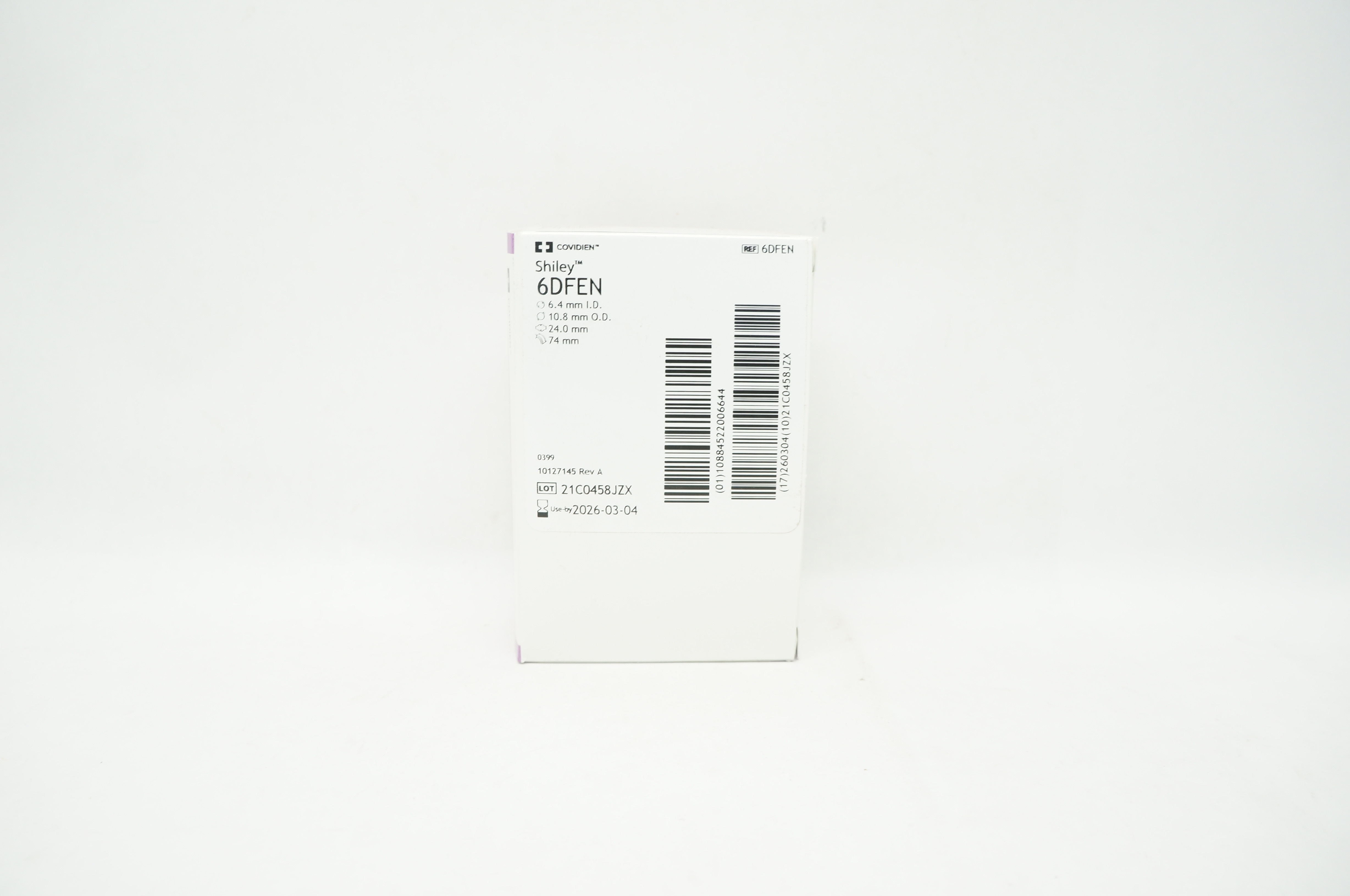 Covidien 6DFEN Shiley Tracheostomy Tube Cuffed 6.4 ID x 10.8 OD x 24.0 x 74mm