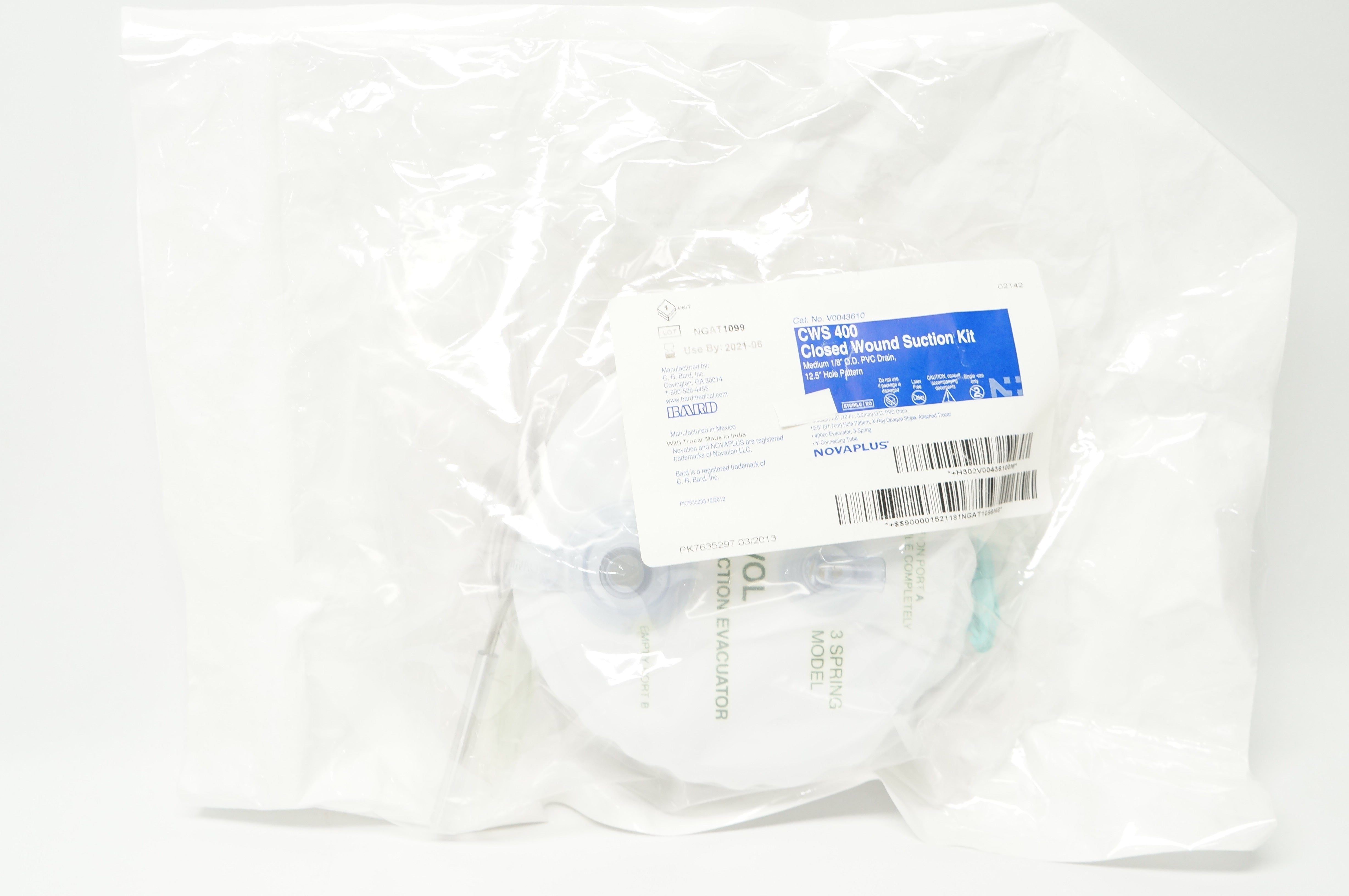 Bard V0043610 Novaplus CWS 400 Closed Wound Suction Kit (x)