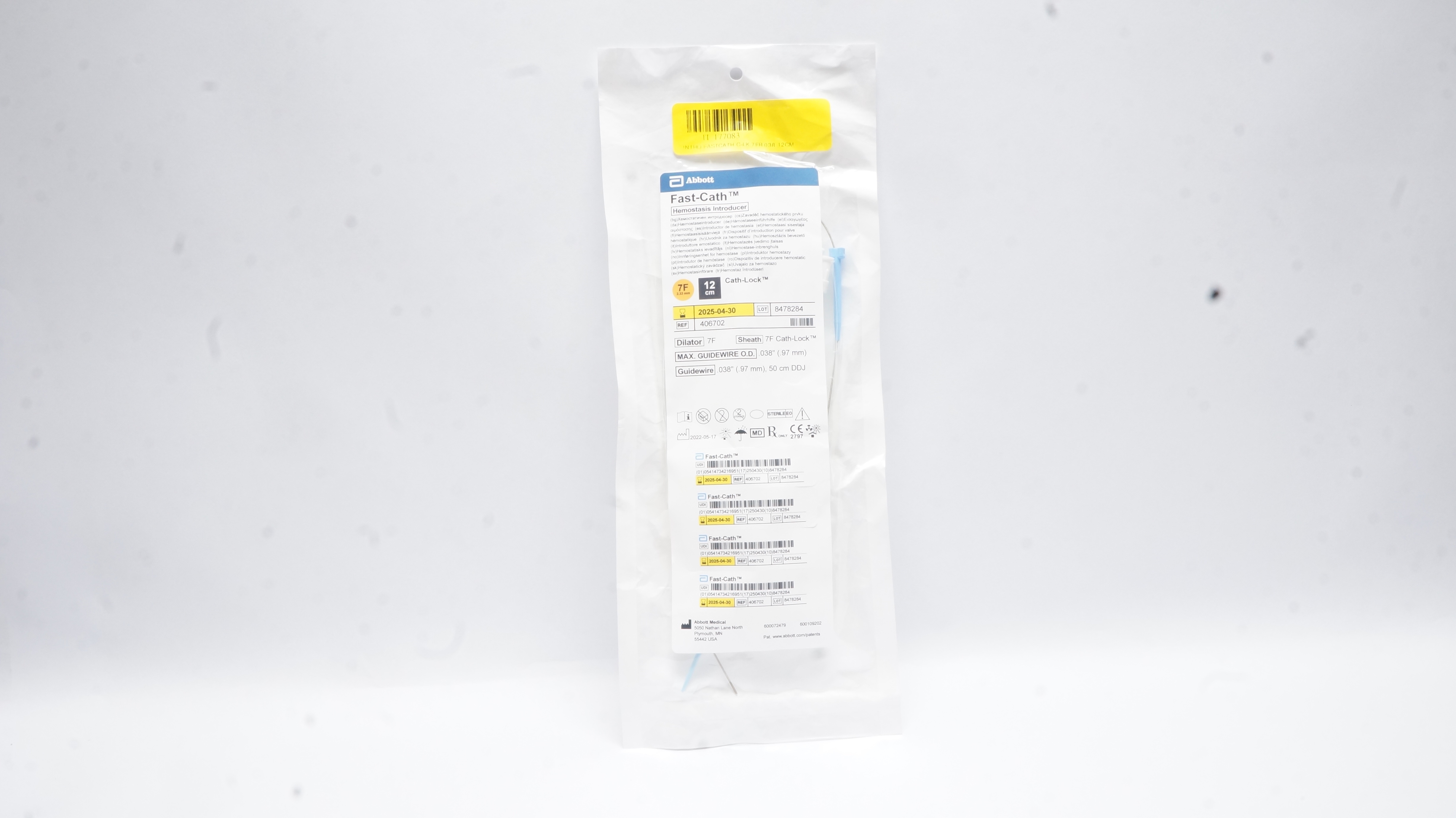 Abbott 406702 Fast-Cath Hemostasis Introducer 7F x 12cm