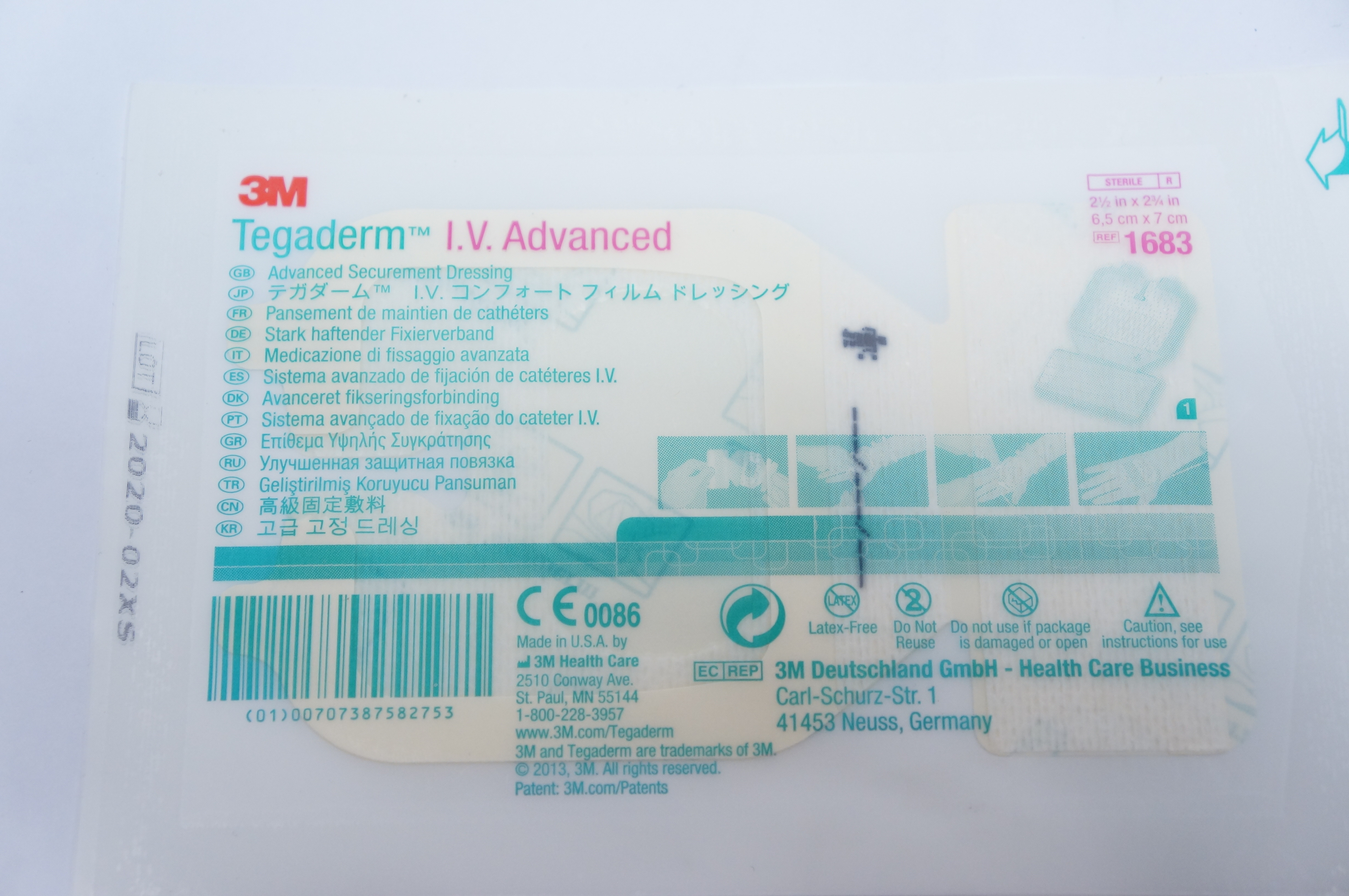 3M 1683 Tegaderm I.V. Advanced Securement Dressing 6.5cm x 7cm (x)