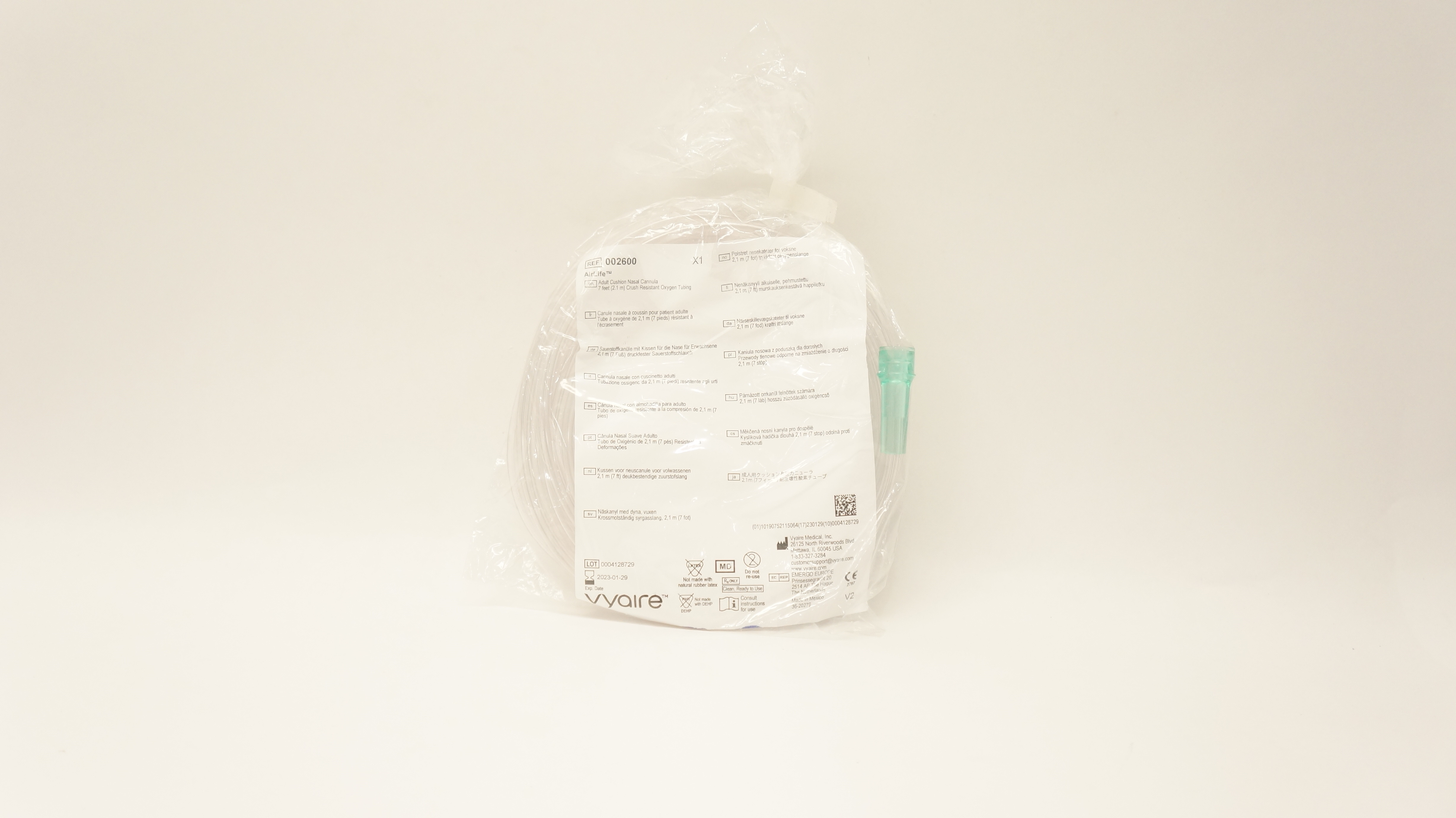 Vyaire 002600 AirLife Adult Cushion Nasal Cannula 7ft.