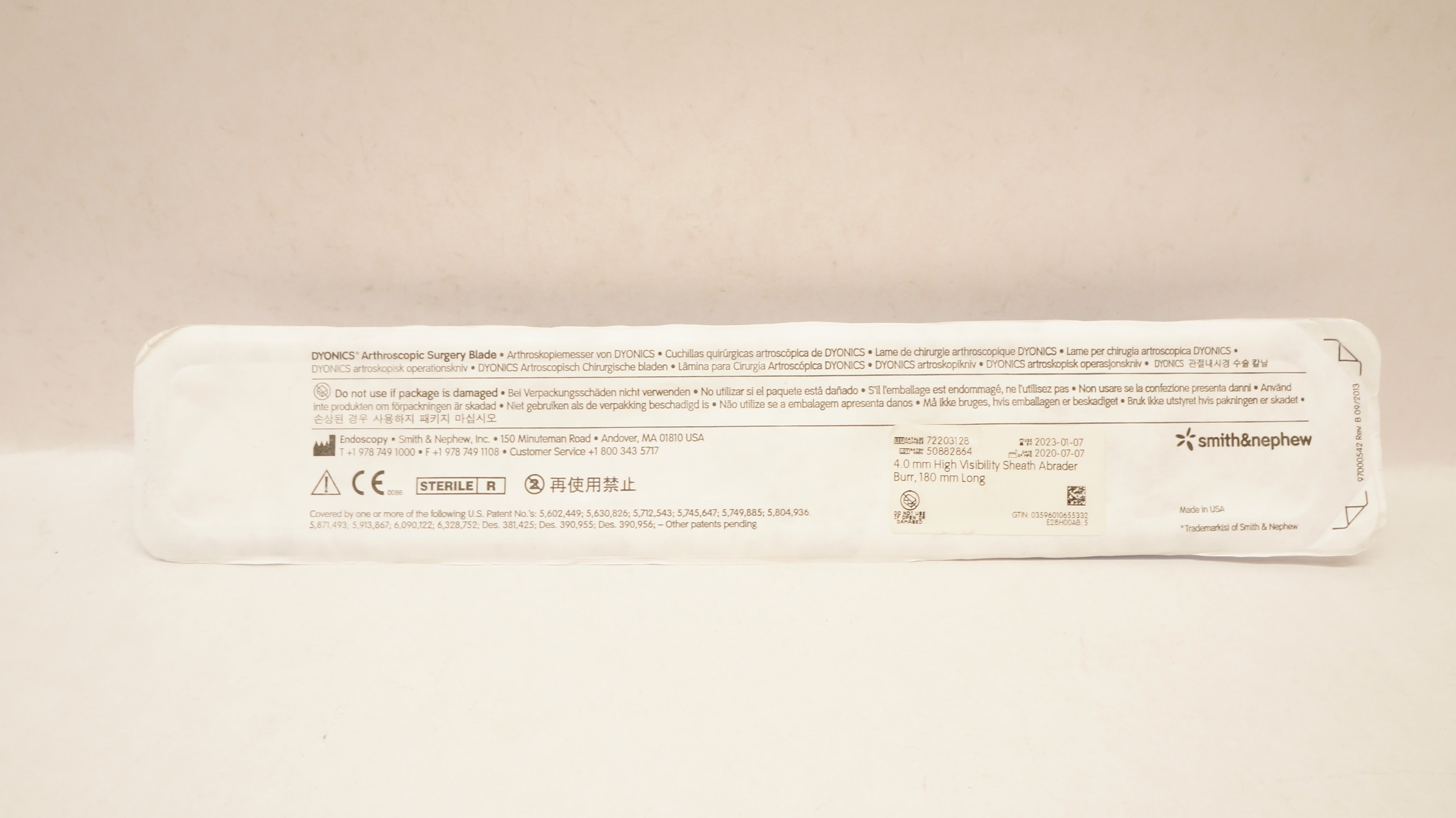 Smith& Nephew 72203128 Dyonics Arthroscopic Surgery Blade 4.0mm x 180mm (x)