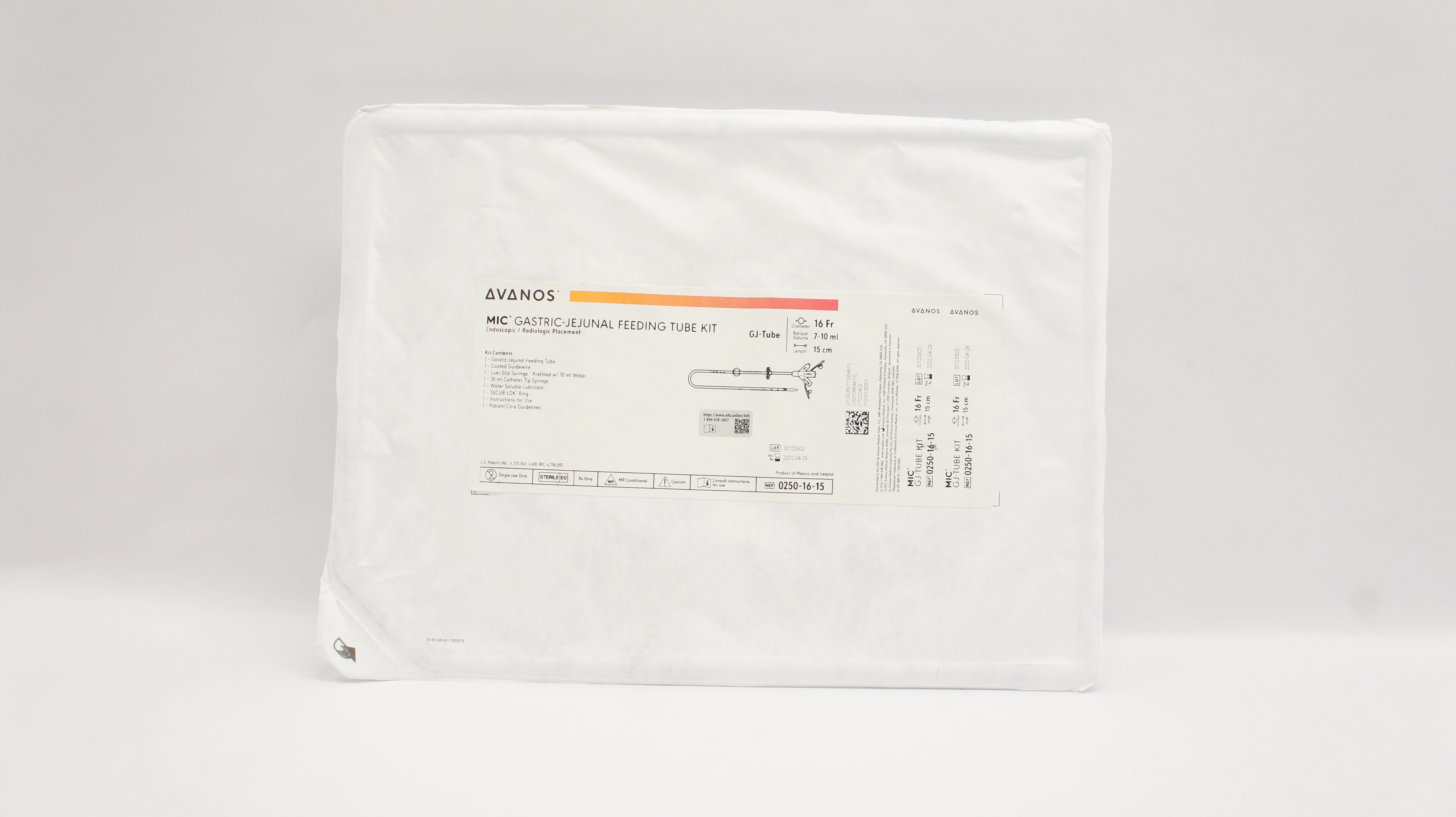 Avanos 0250-16-15 MIC Gastric-Jejunal Feeding Tube Kit 16Fr x 15cm (x)