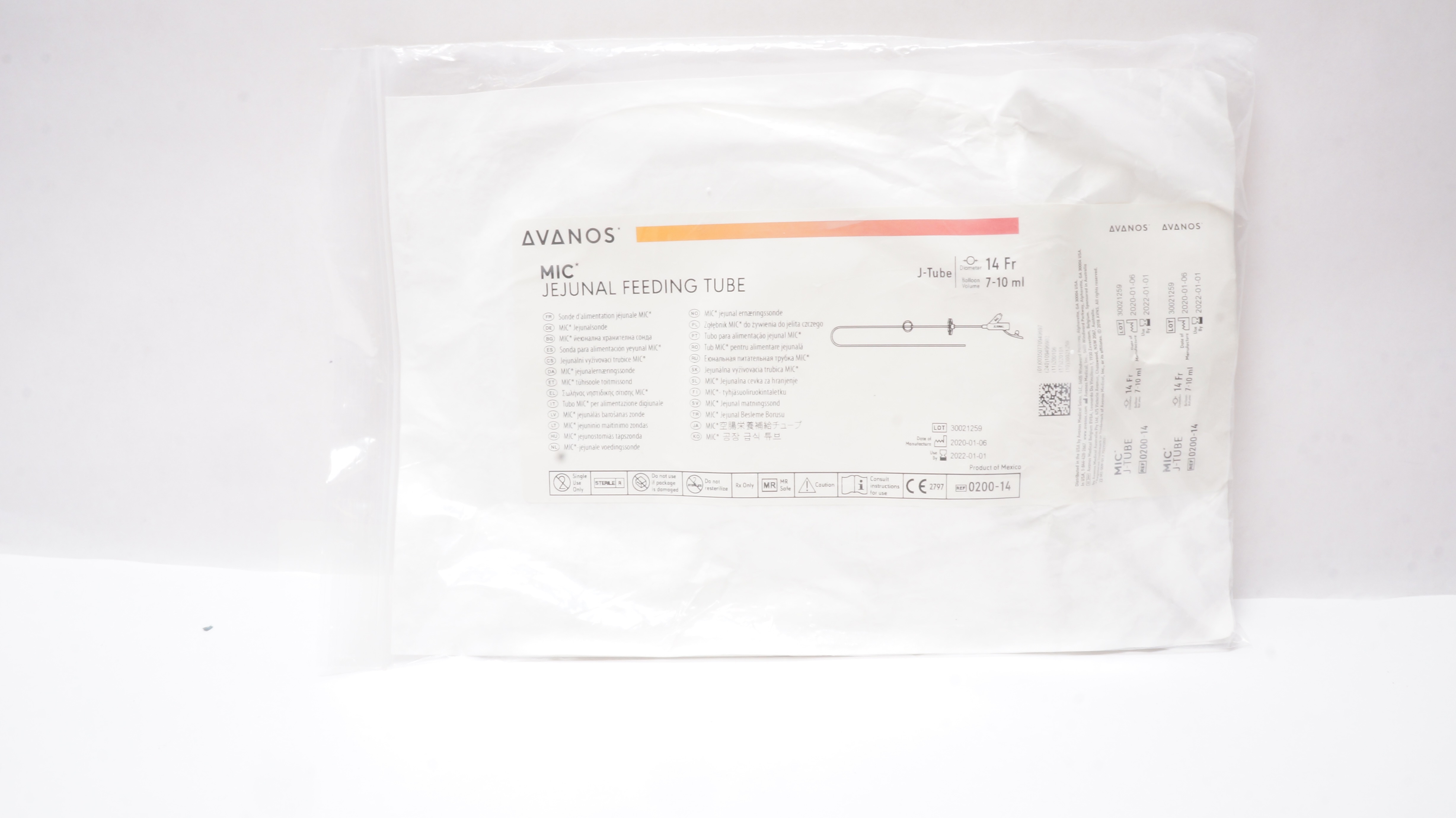 Avanos 0200-14 MIC Jejunal Feeding Tube 14Fr, 7-10mL (x)