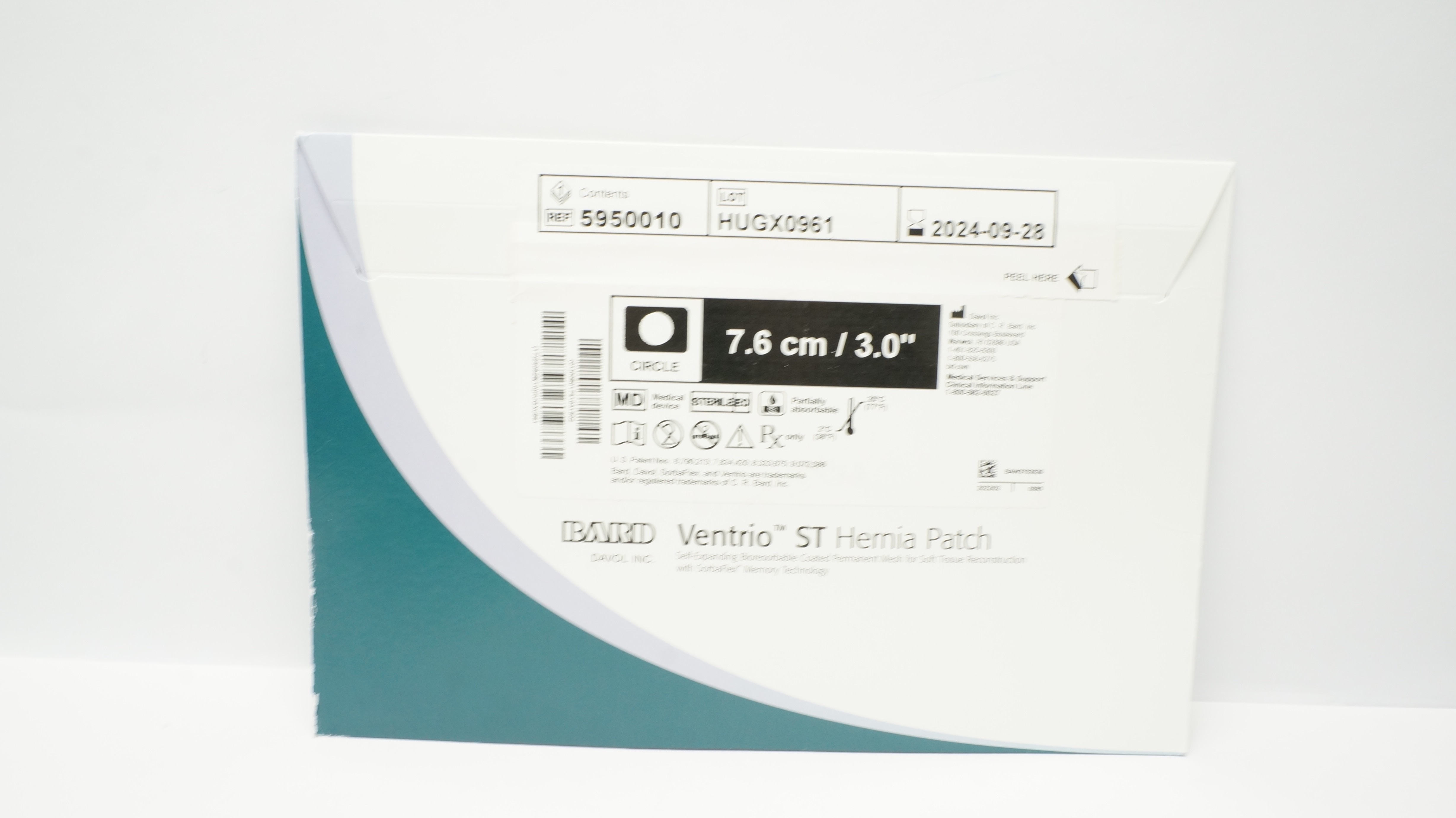 Bard 5950010 Davol Ventrio ST Bioresorbale Coated Hernia Patch, Circle 3inch (x)
