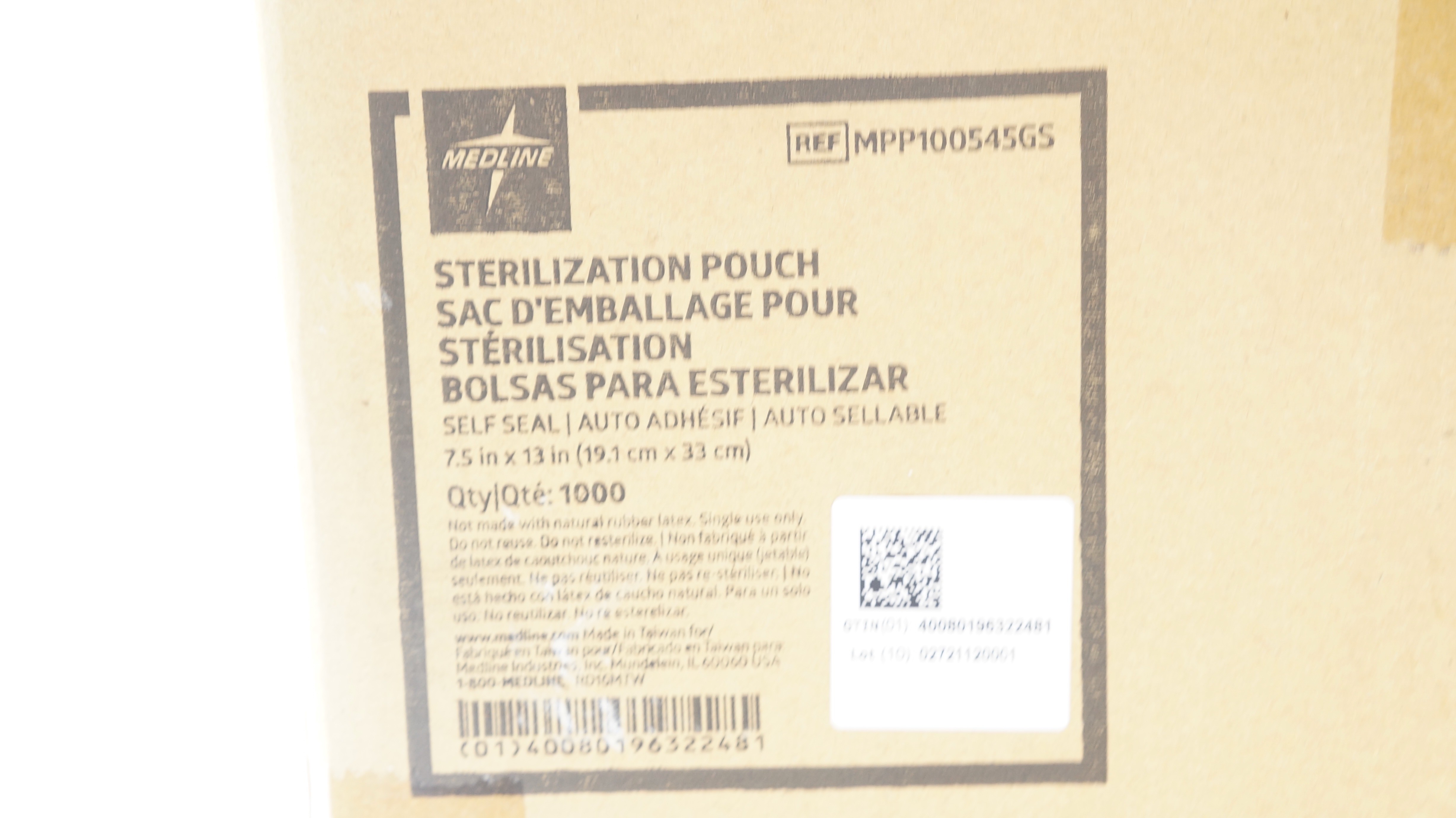 Medline MPP100545GS Sterilization Pouch 7.5inch x 13inch - Case of 1000