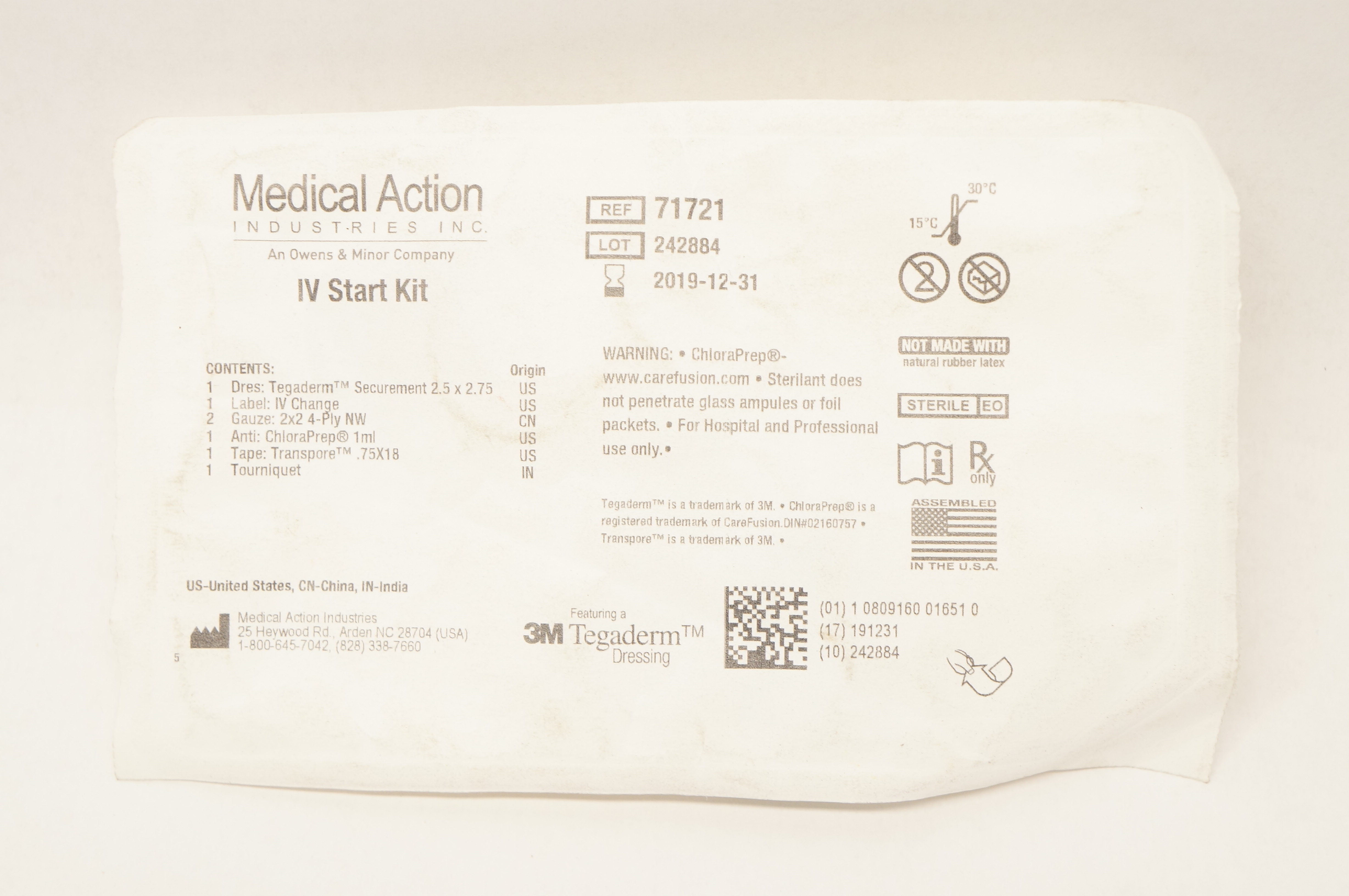 Medical Action 71721 3M Tegaderm Dressing IV Start Kit (x)
