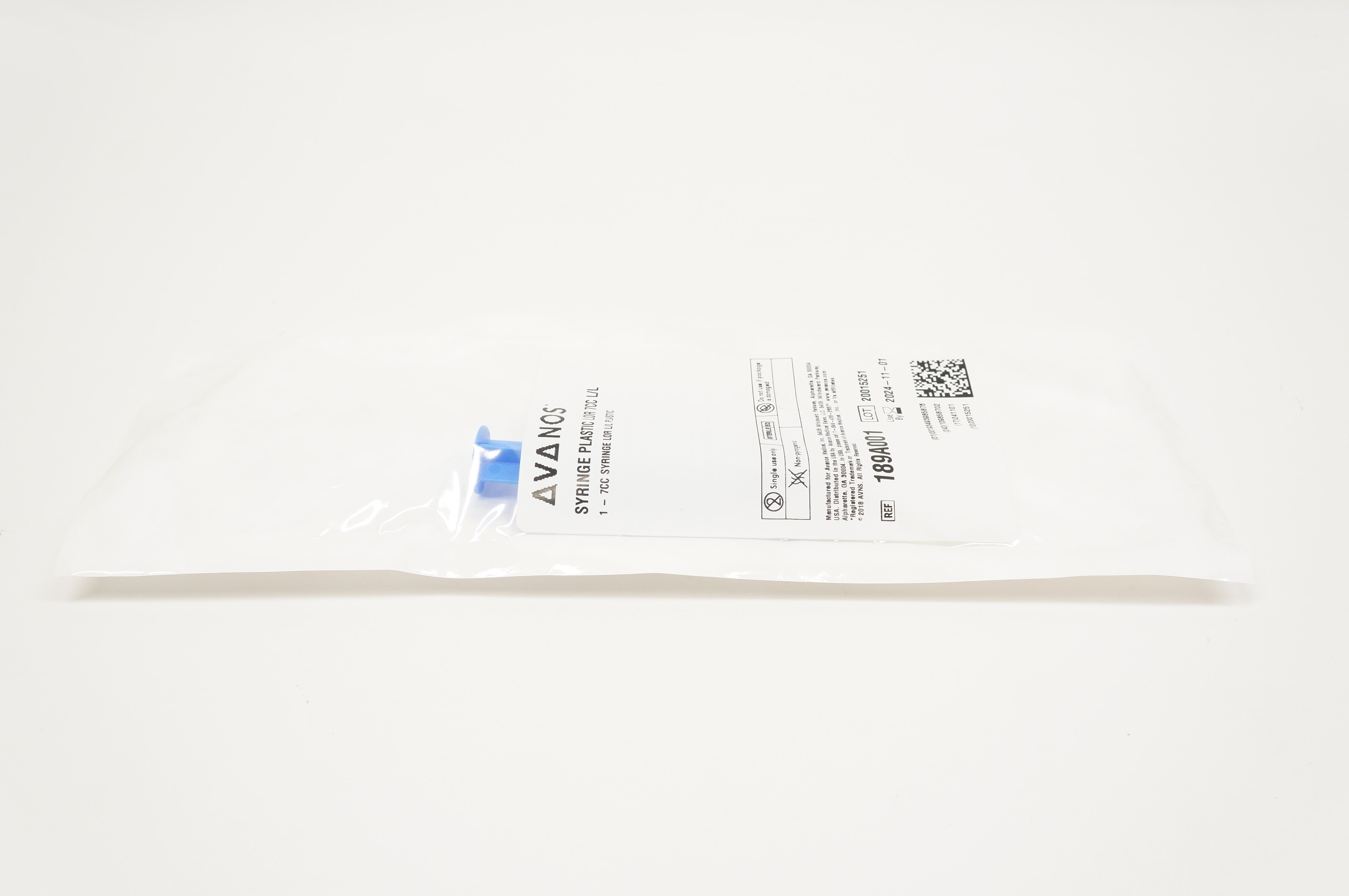 Avanos 189A001 Syringe Plastic Lor 7cc L/L