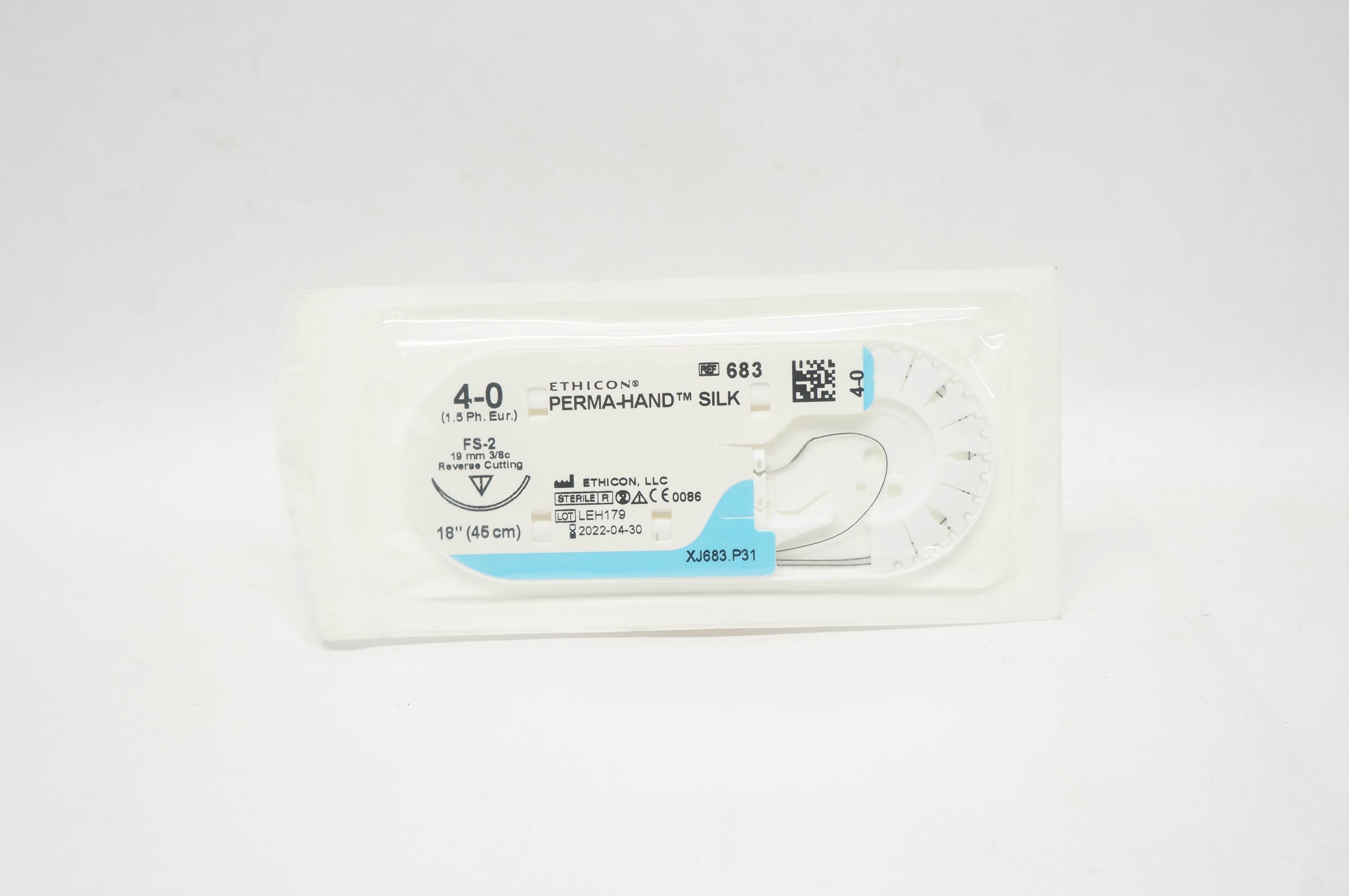 Ethicon 683 4-0 Perma-Hand Silk Stre FS-2 19mm 3/8c Reverse Cutting, 18inch (x)