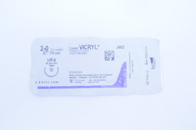 Ethicon J602 2-0 Coated VICRYL Stre UR-6 26mm 5/8c Taper, 27 inch (x)