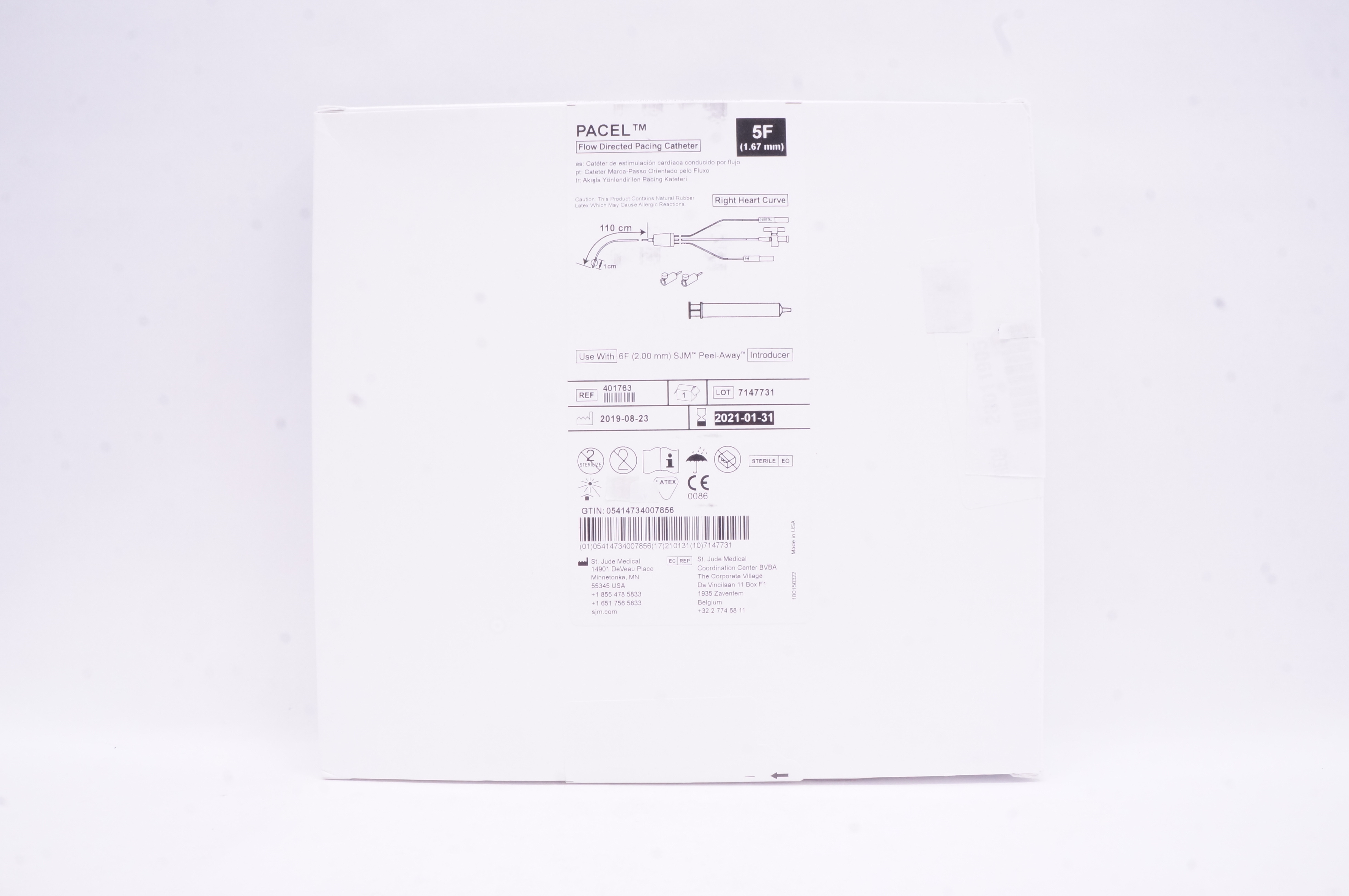 St. Jude Medical 401763 PACEL Flow Directed Pacing Cath. 5F (x)