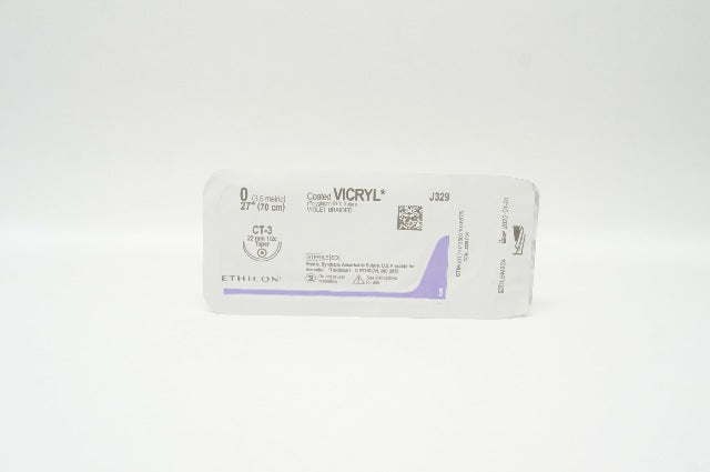 Ethicon J329 0 Coated VICRYL, CT-3, Violet Braided, 22mm 1/2c Taper, 27inch (x)