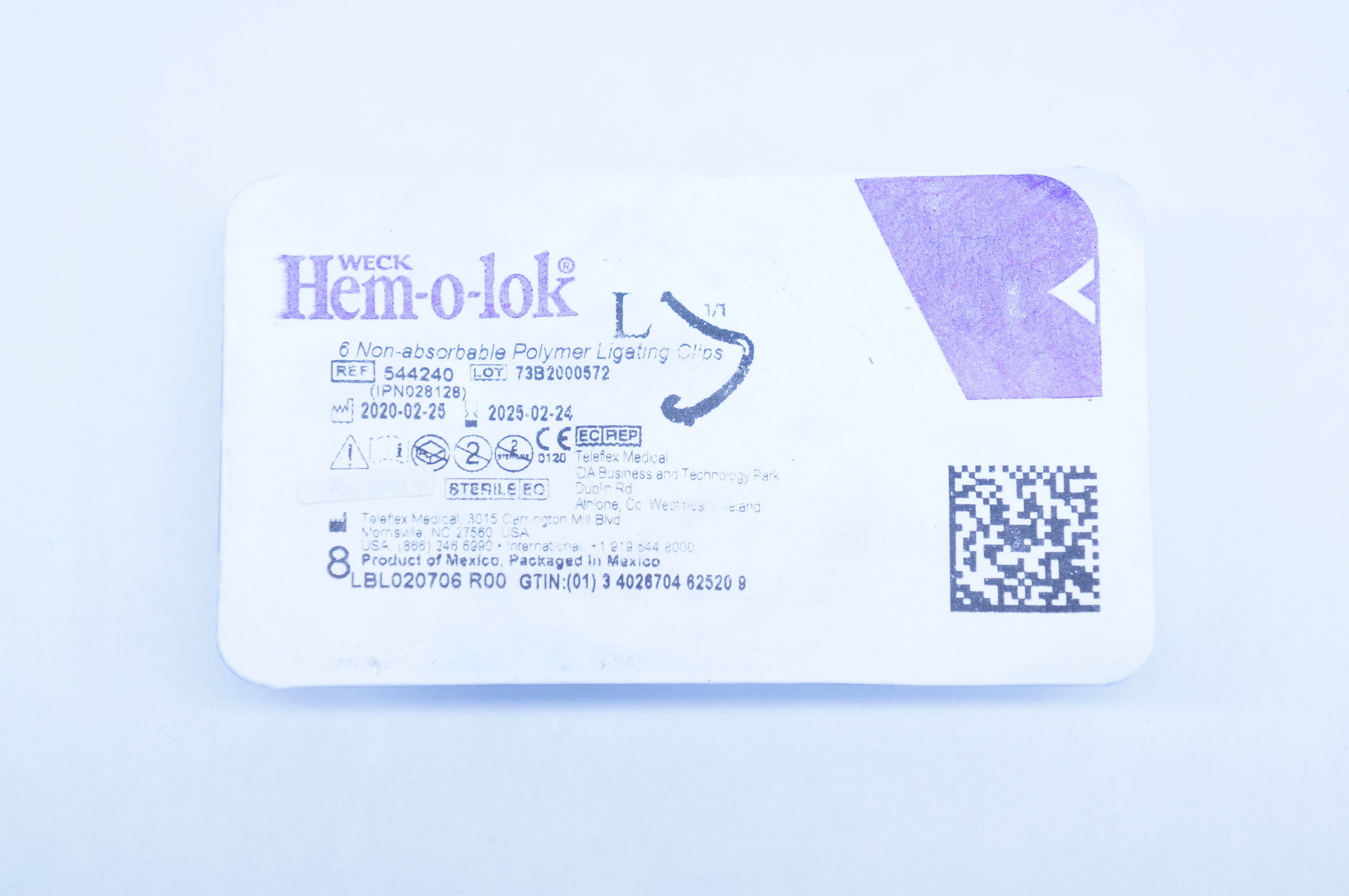 Teleflex 544240 Weck Hem-O-lok 6 Non-Absorbable Polymer Ligating Clips