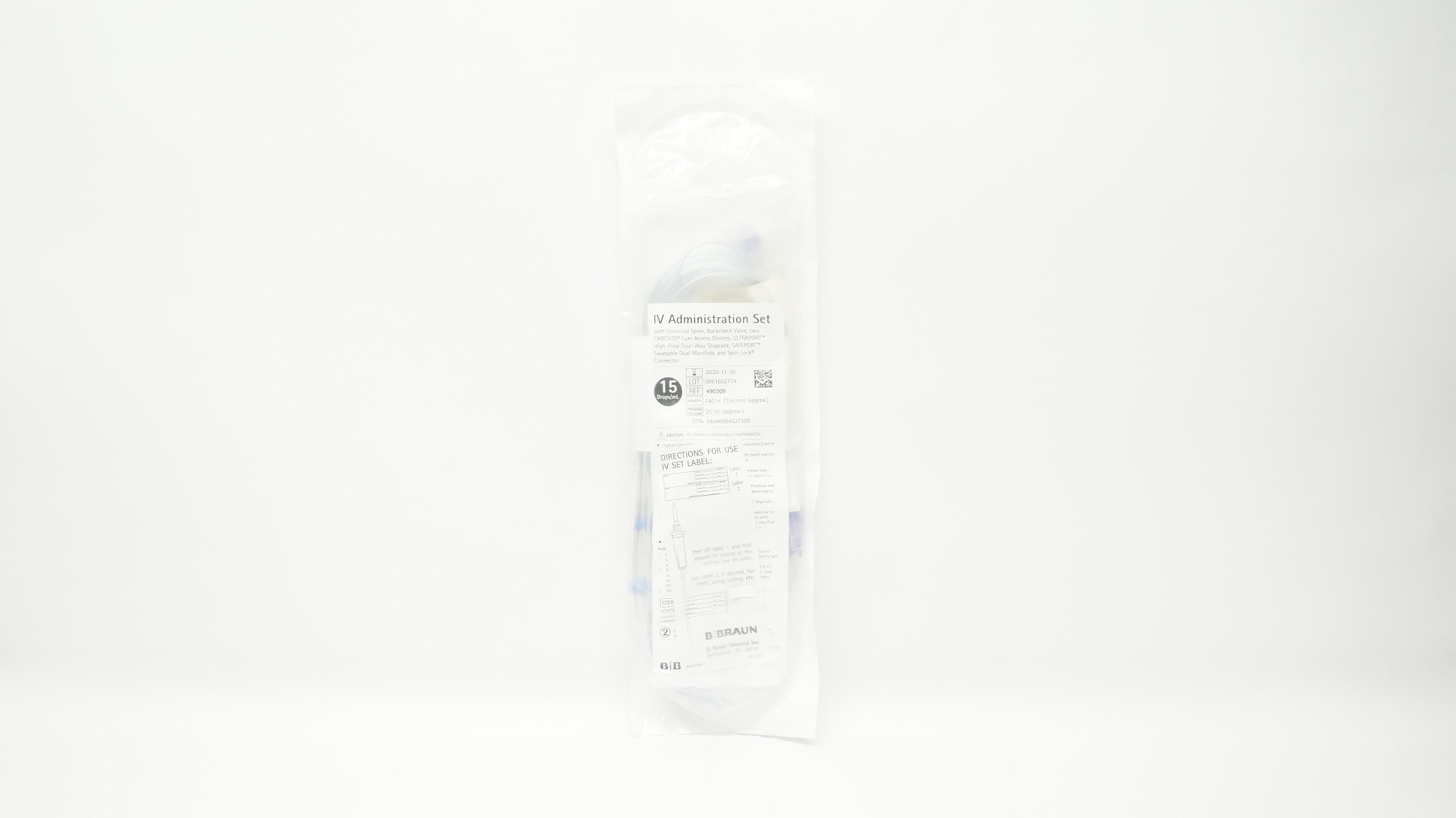 Braun 490309 IV Administration Set 140inch, 25ml, 15Drops/ml (x)