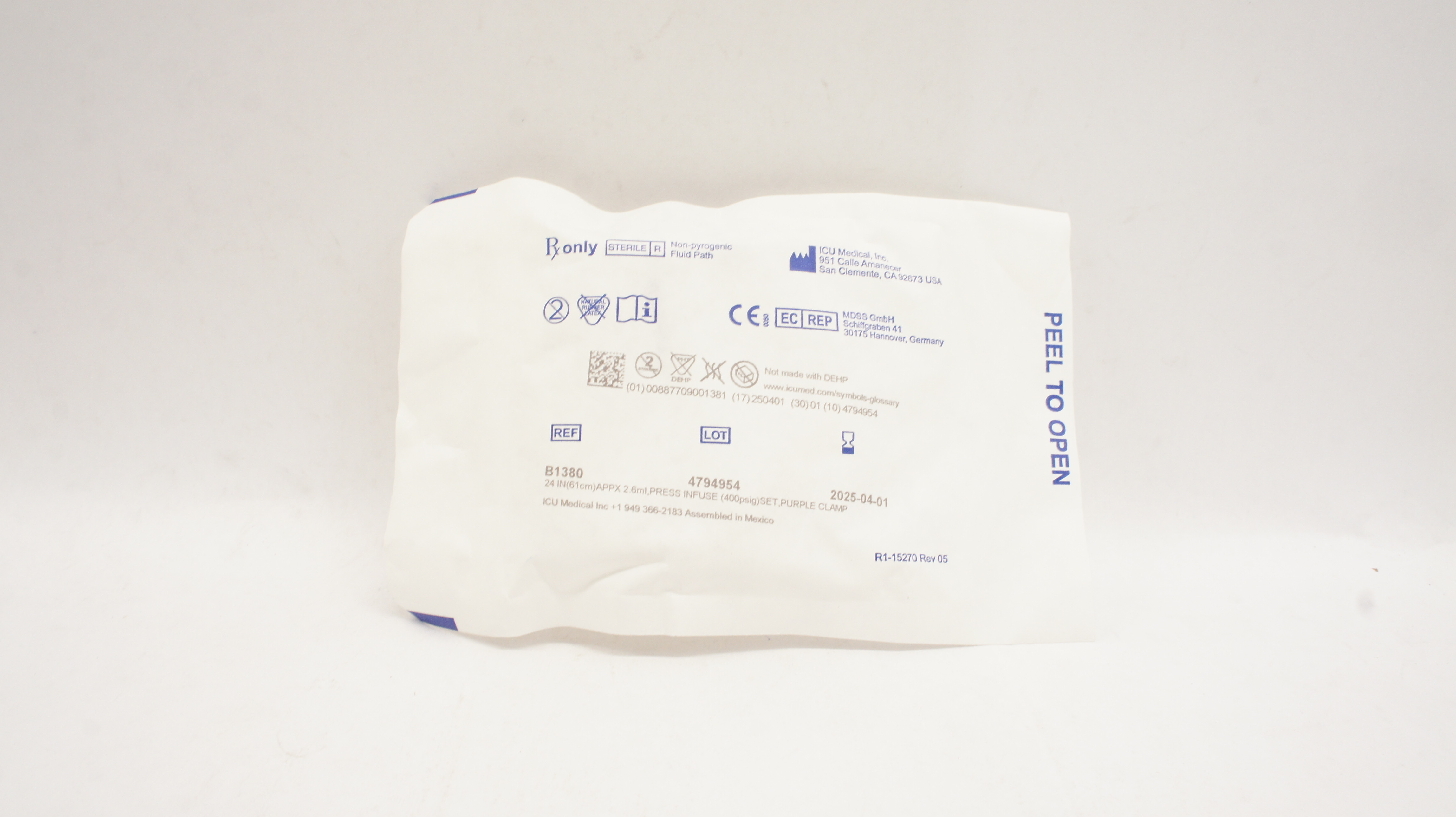 ICU Medical B1380 IV EXTENSION SET MICROBORE 24inch x 2.6ml