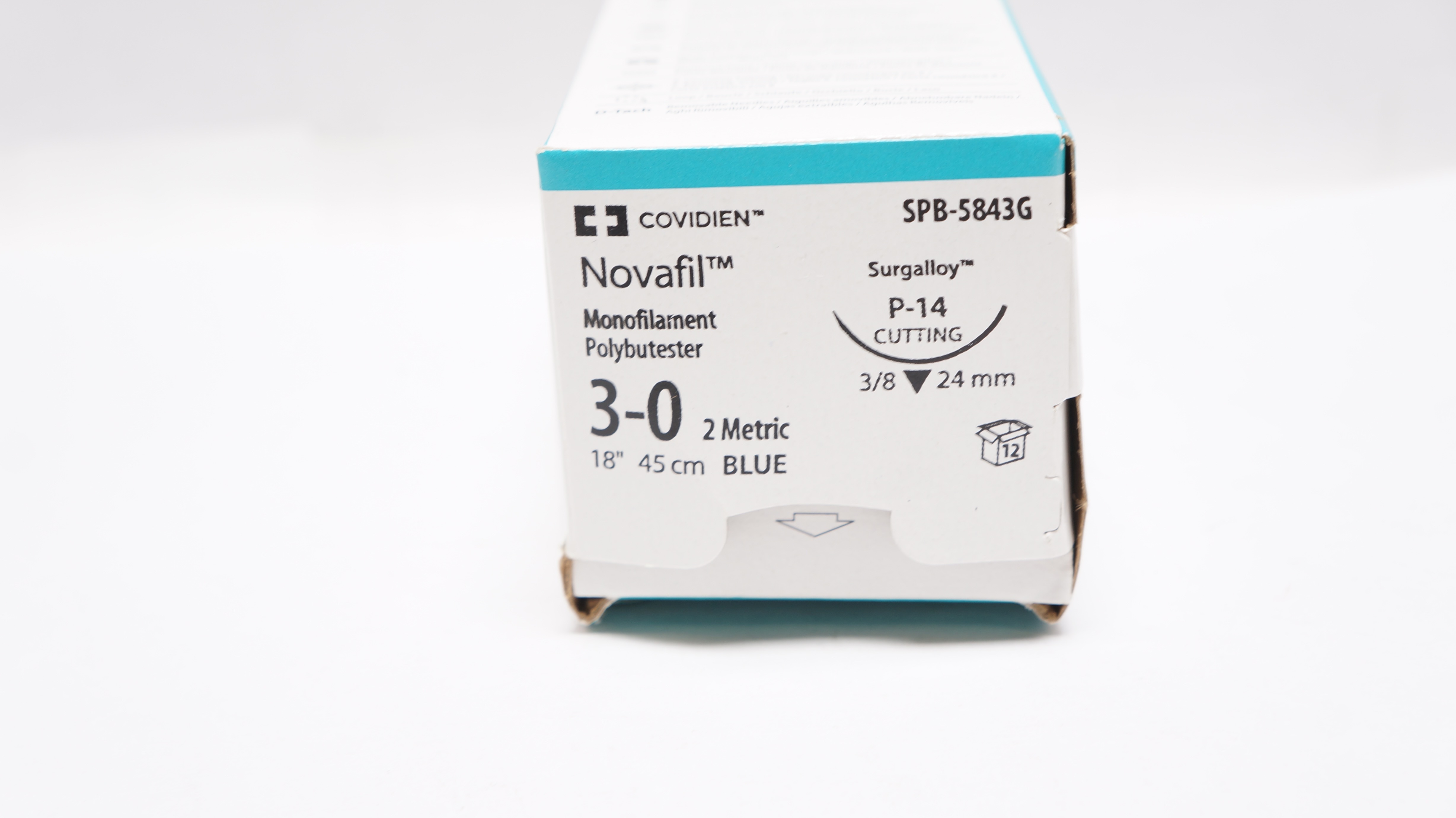 Covidien SPB-5843G Novafil 3-0 Monofilament P-14 Cutting 18in (x) - Box ...