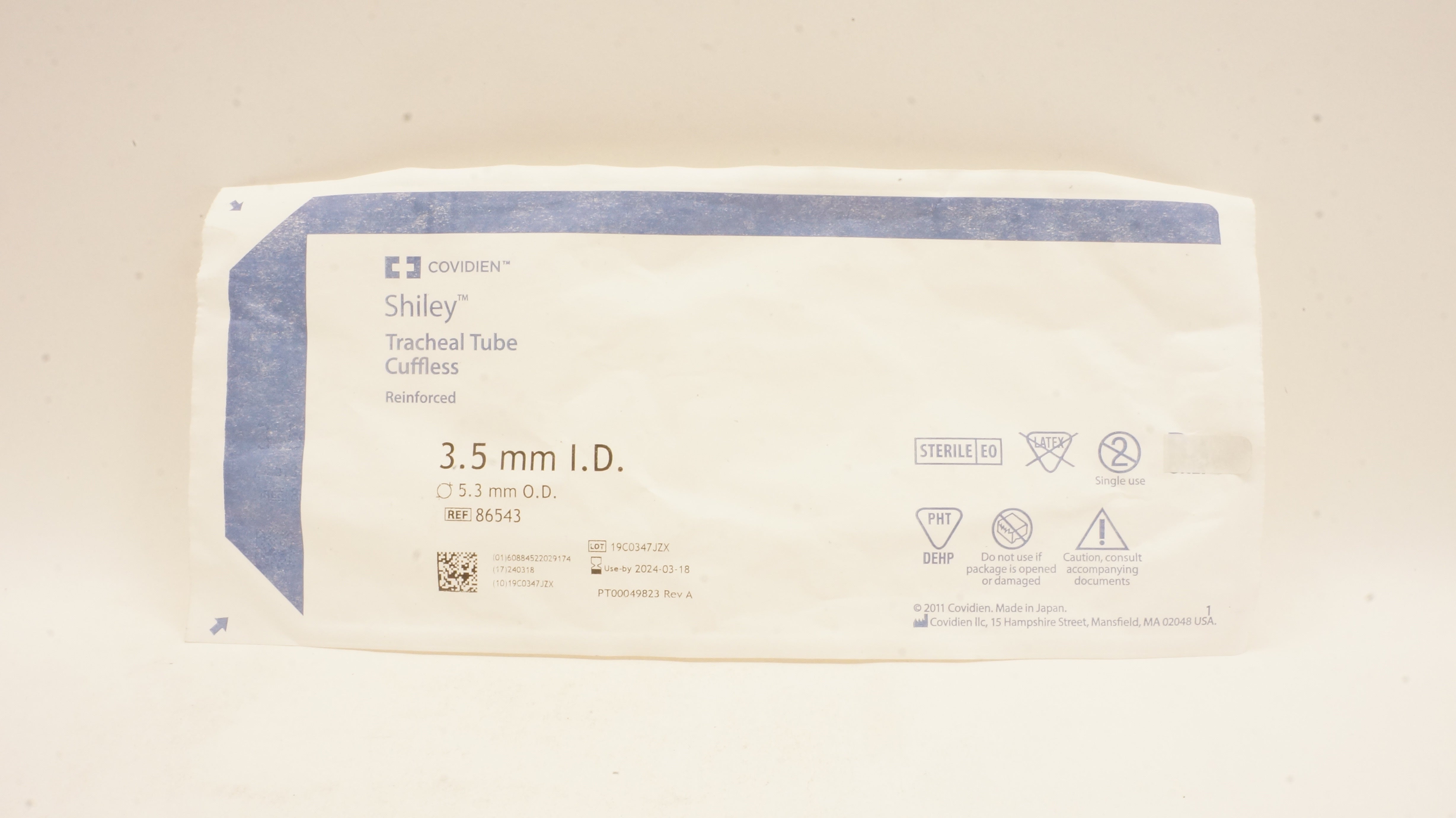 Covidien 86543 Shiley Tracheal Tube Cufflesd, Reinforced 3.5 mm ID x 5.3 mm OD