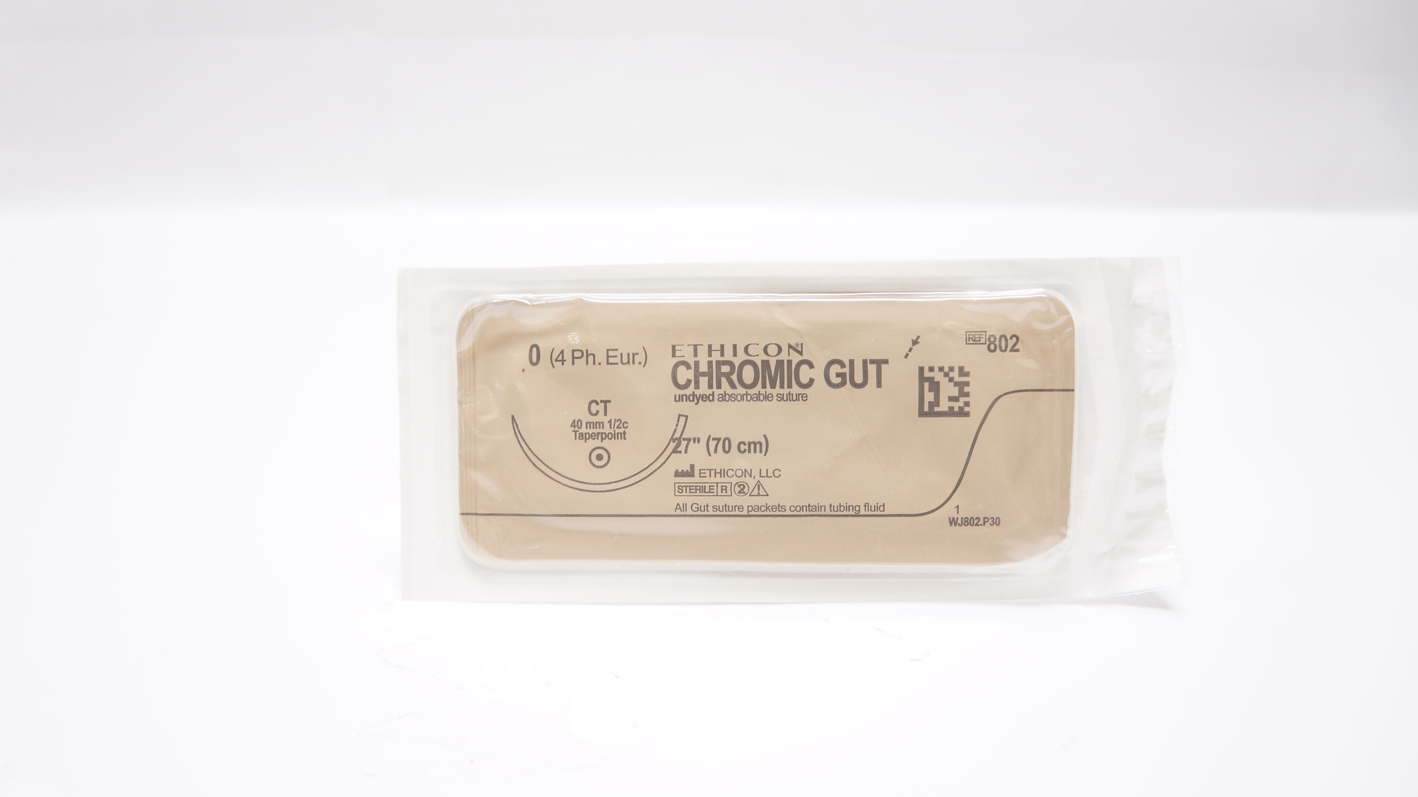 Ethicon 802 0 CHROMIC GUT, CT,  40mm 1/2c Taper,  27inch