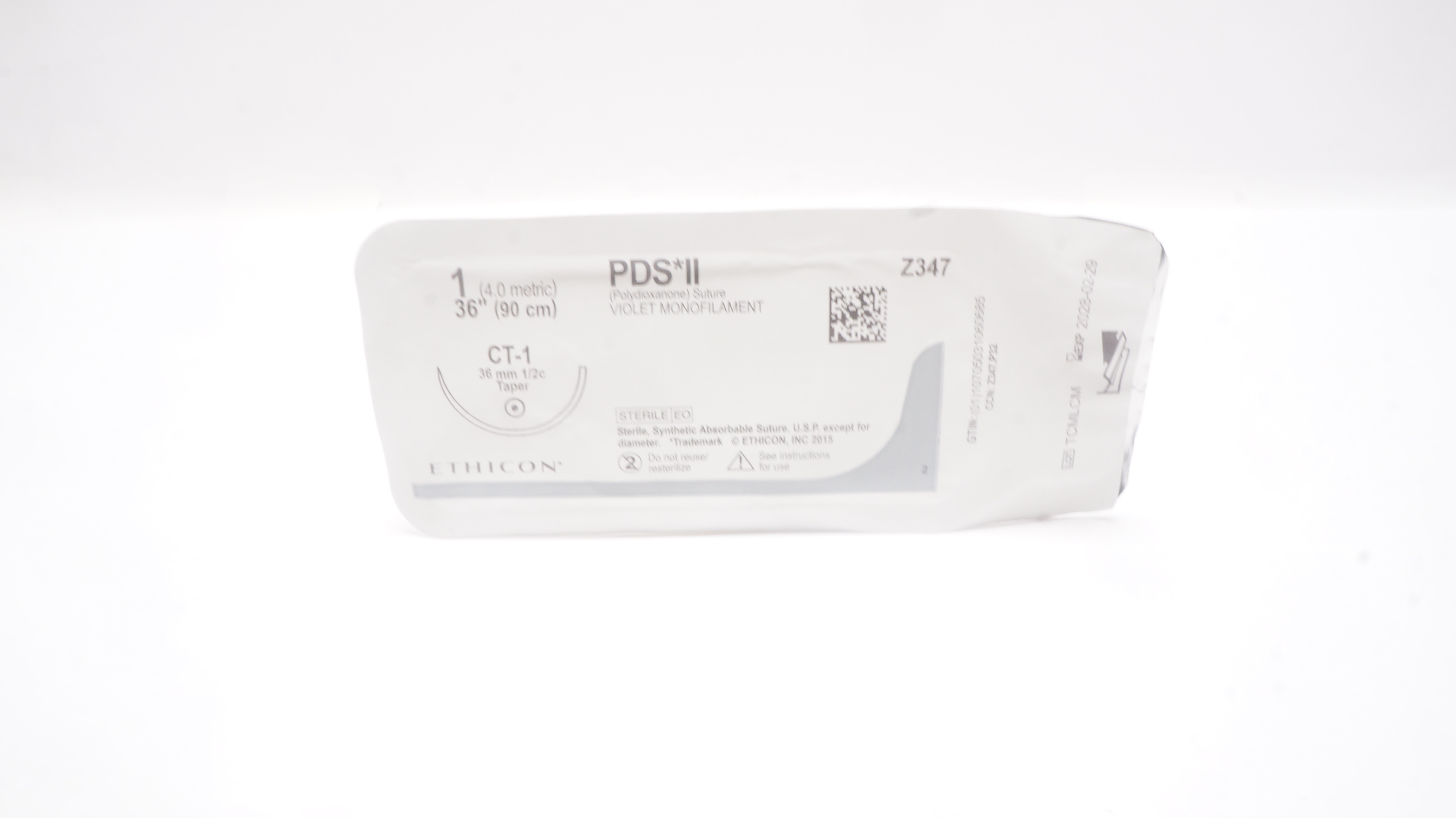 Ethicon Z347 1 PDS II Polydioxanone Stre CT-1, 36mm 1/2c Taper, 36inch