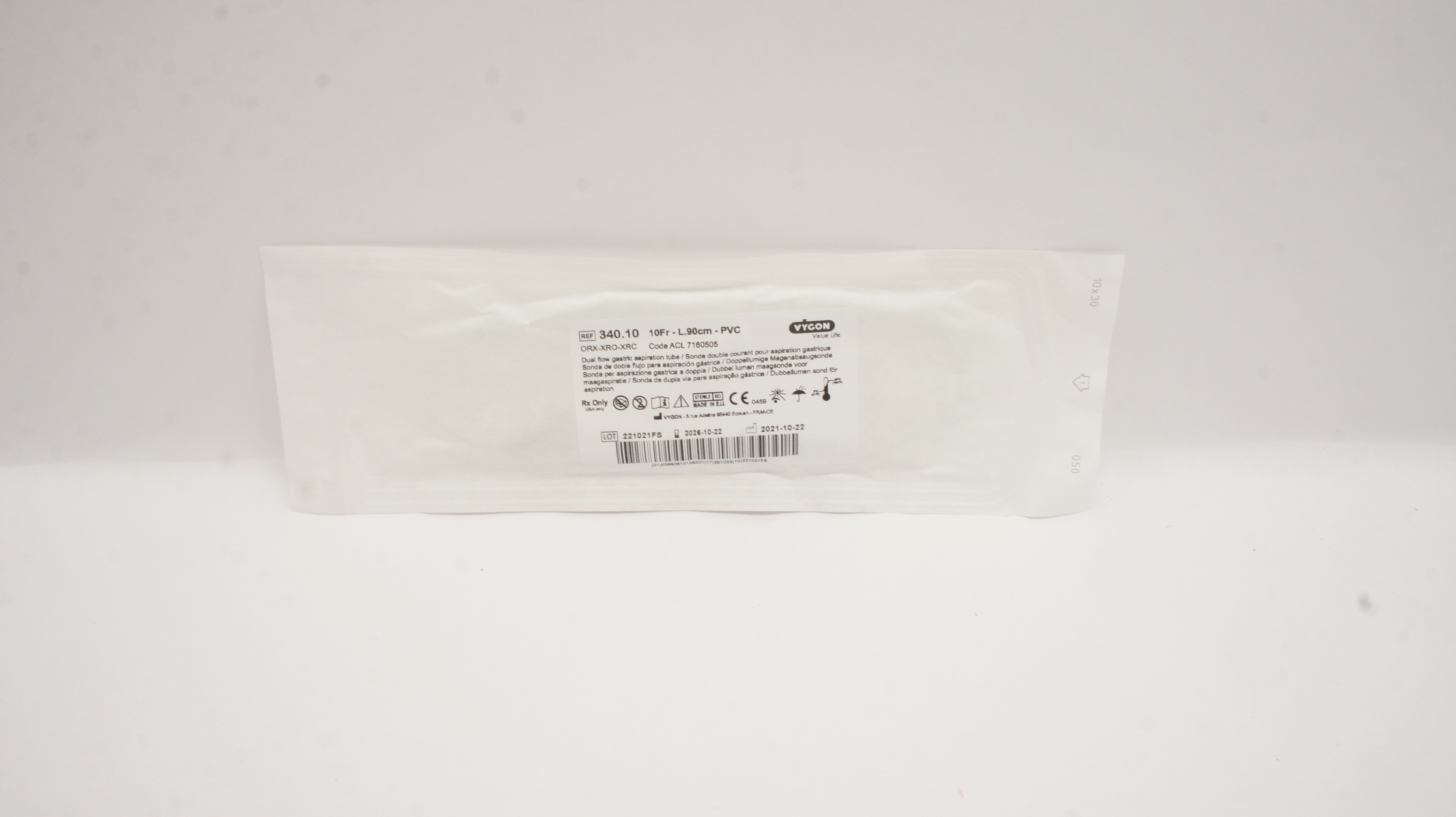 Vygon 340.10 Double Lumen Gastric Tube 10Fr x 90cm