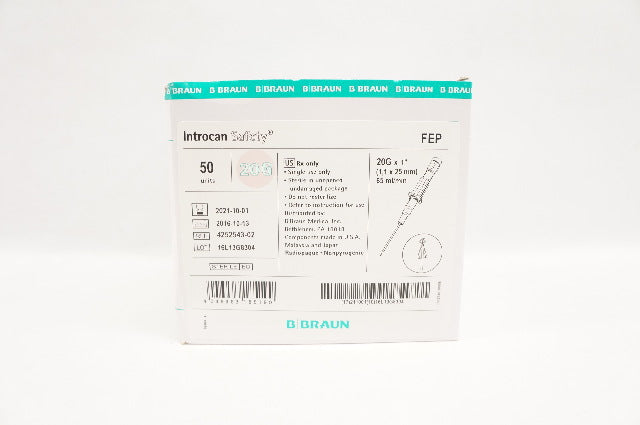 Braun 4252543-02 Introcan Safety IV Cath. 20G x 1inch 65ml - Box of 50 (x)