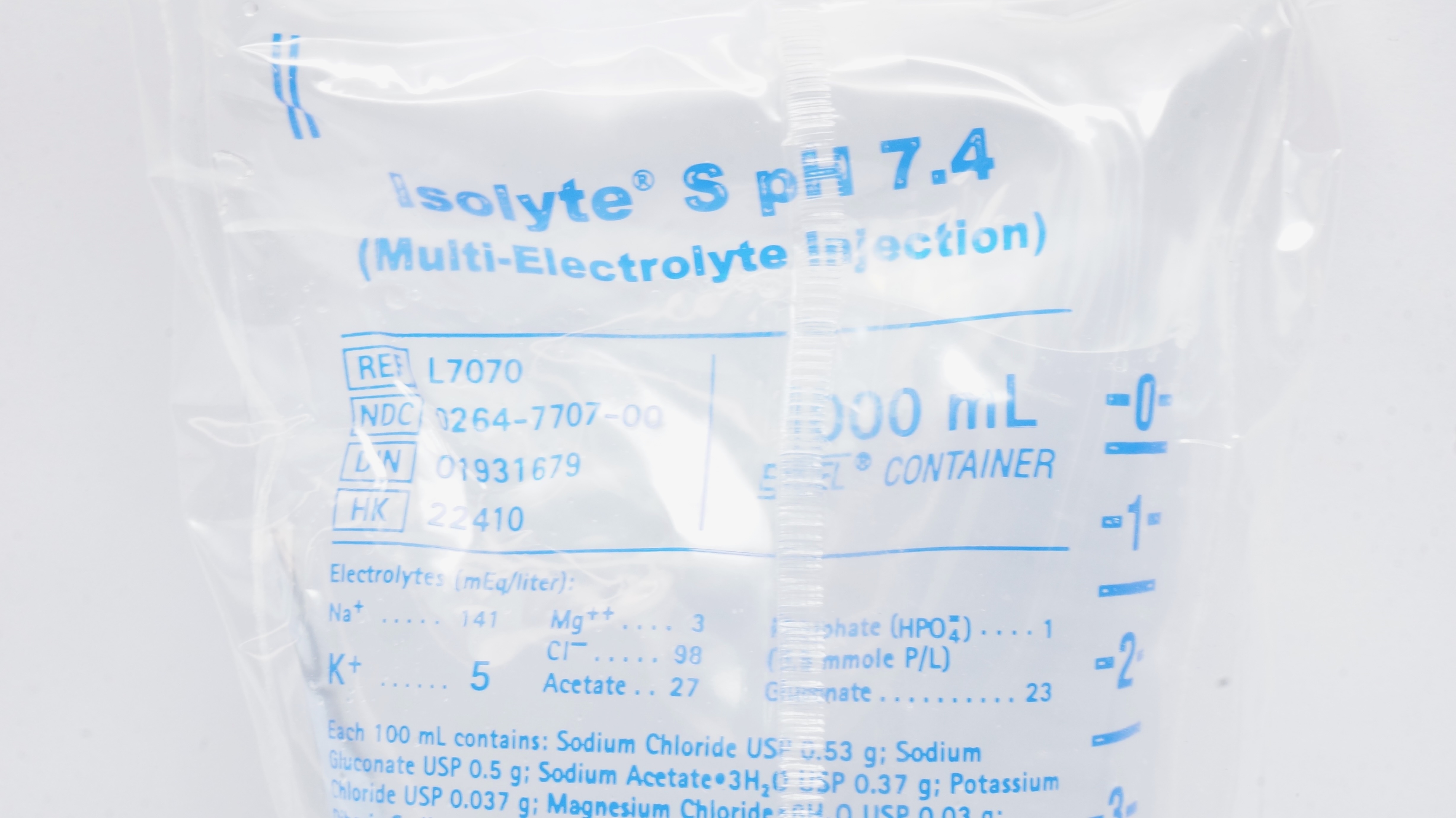 Braun L7070 Isolyte S pH 7.4 Multi-Electrolyte Injection 1000mL