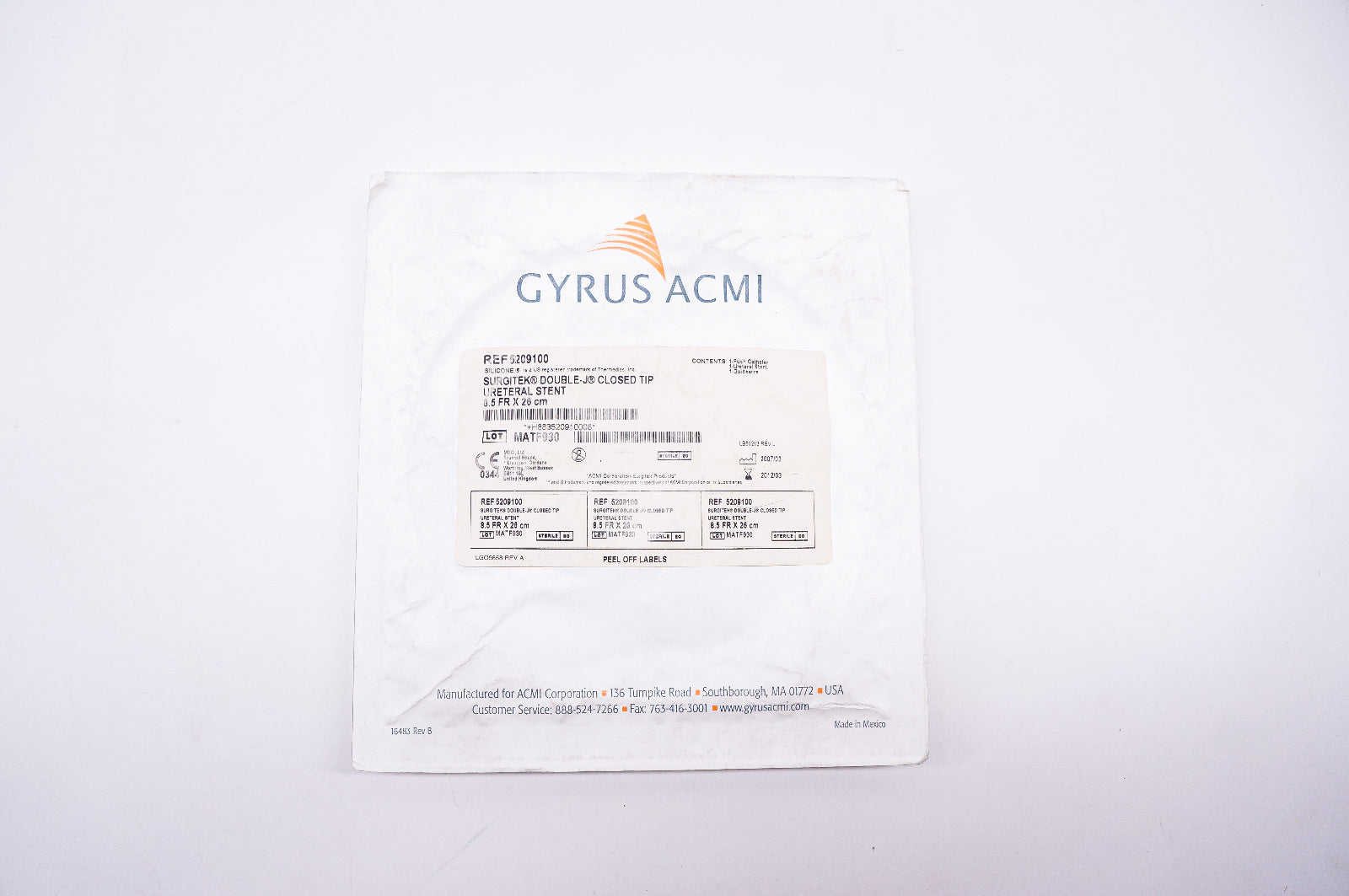 Gyrus ACMI 5209100 Surgitek Double-J Closed Tip Ureteral Stnt 8.5Fr x 26cm (x)