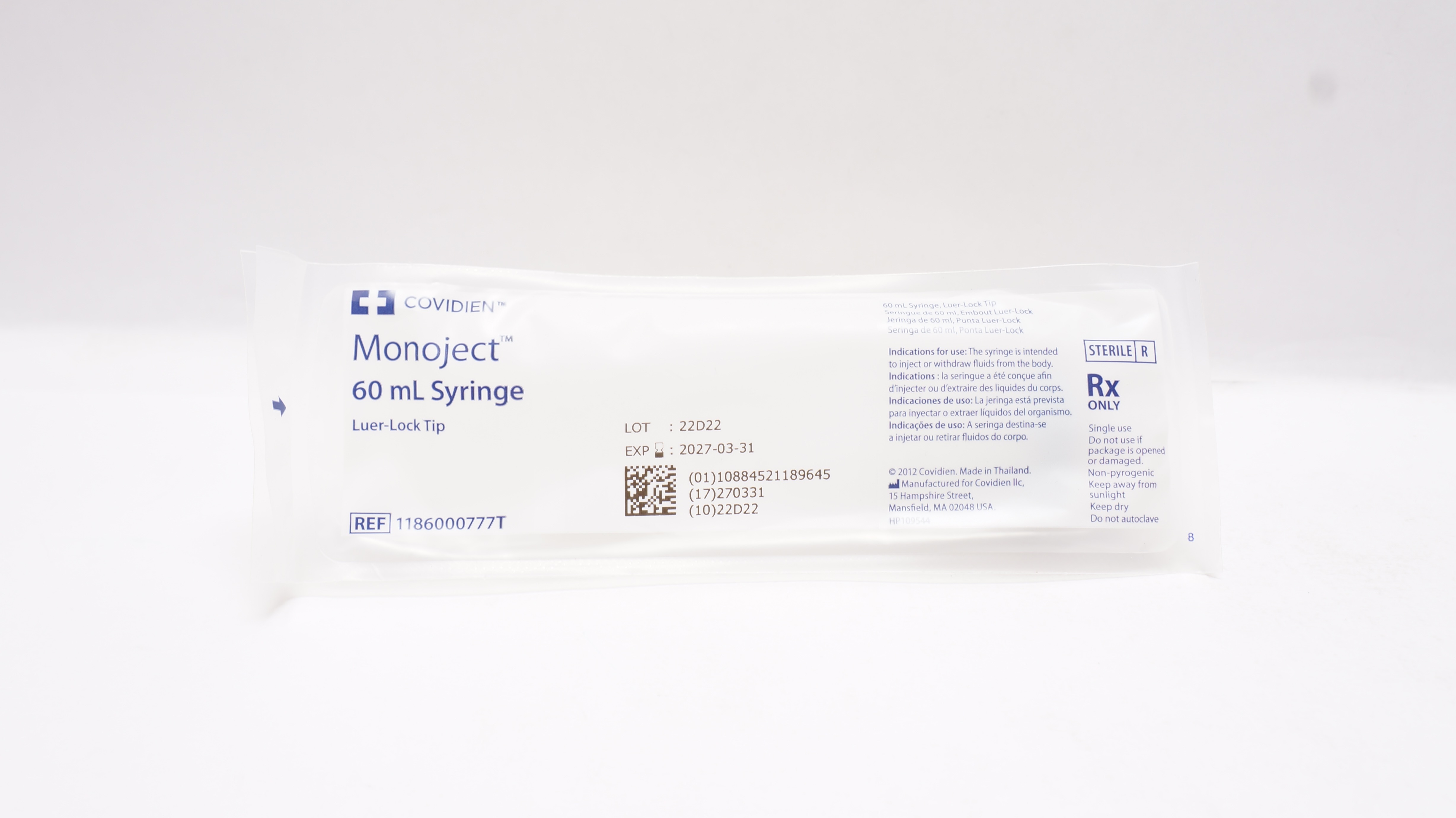 Covidien 1186000777T Monoject 60ml Syringe LuerLock Tip