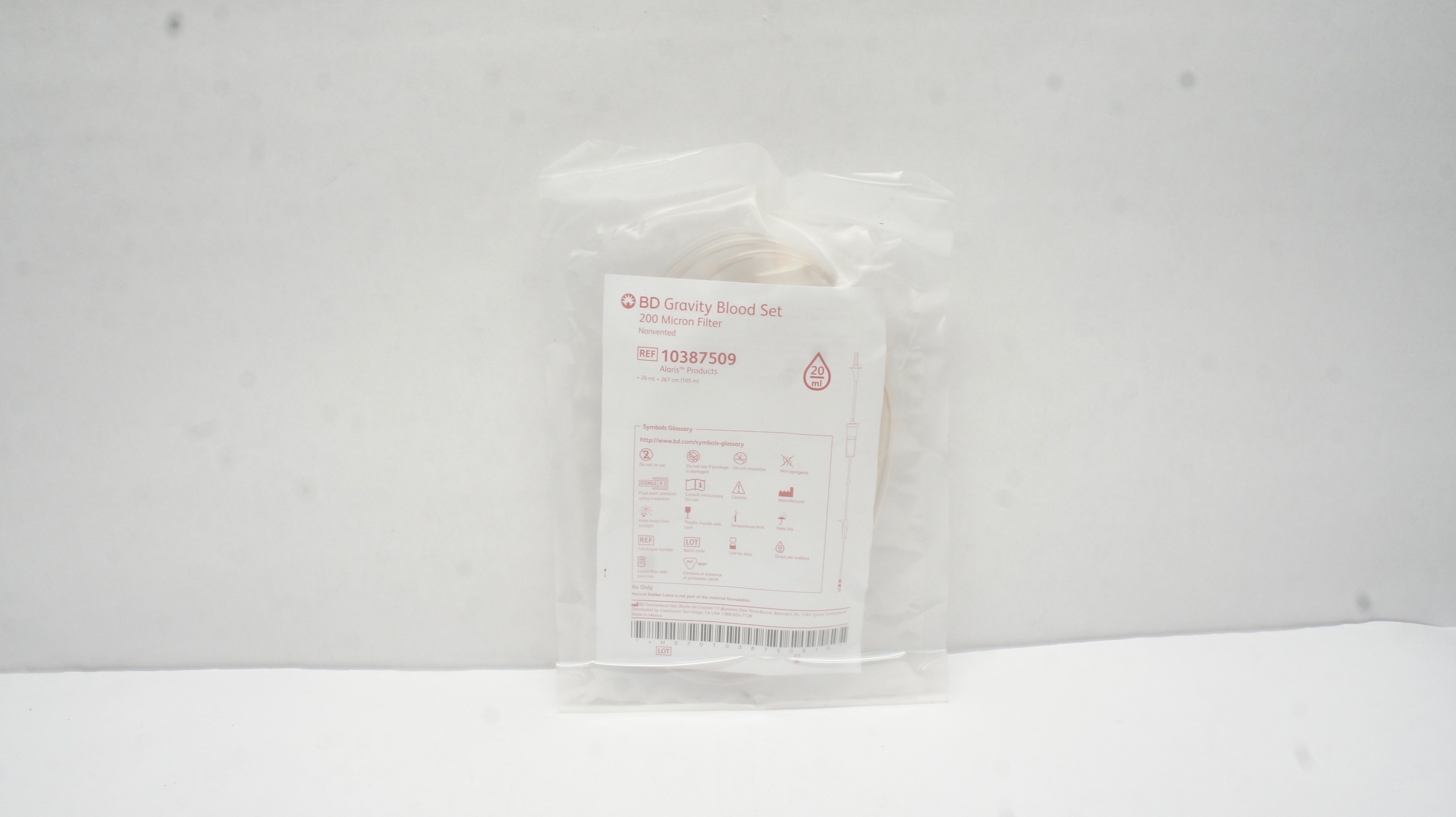 BD 10387509 Gravity Blood Set 200 Micron Filter, 20Drops/ml 26ml x 105inch (x)