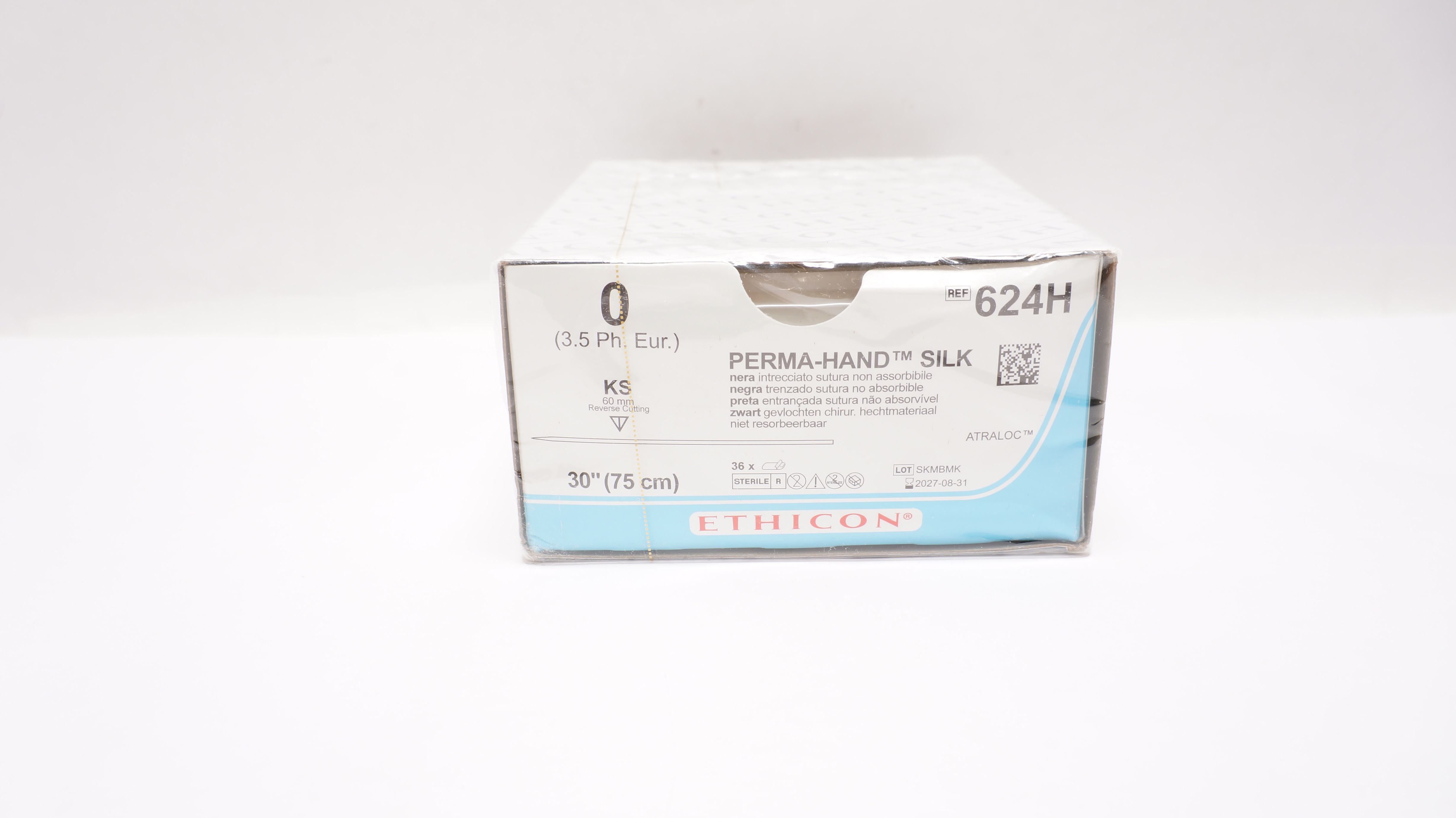 Ethicon 624H 0 Perma-Hand Silk KS 60mm Reverse Cutting 30inch - Box of 36
