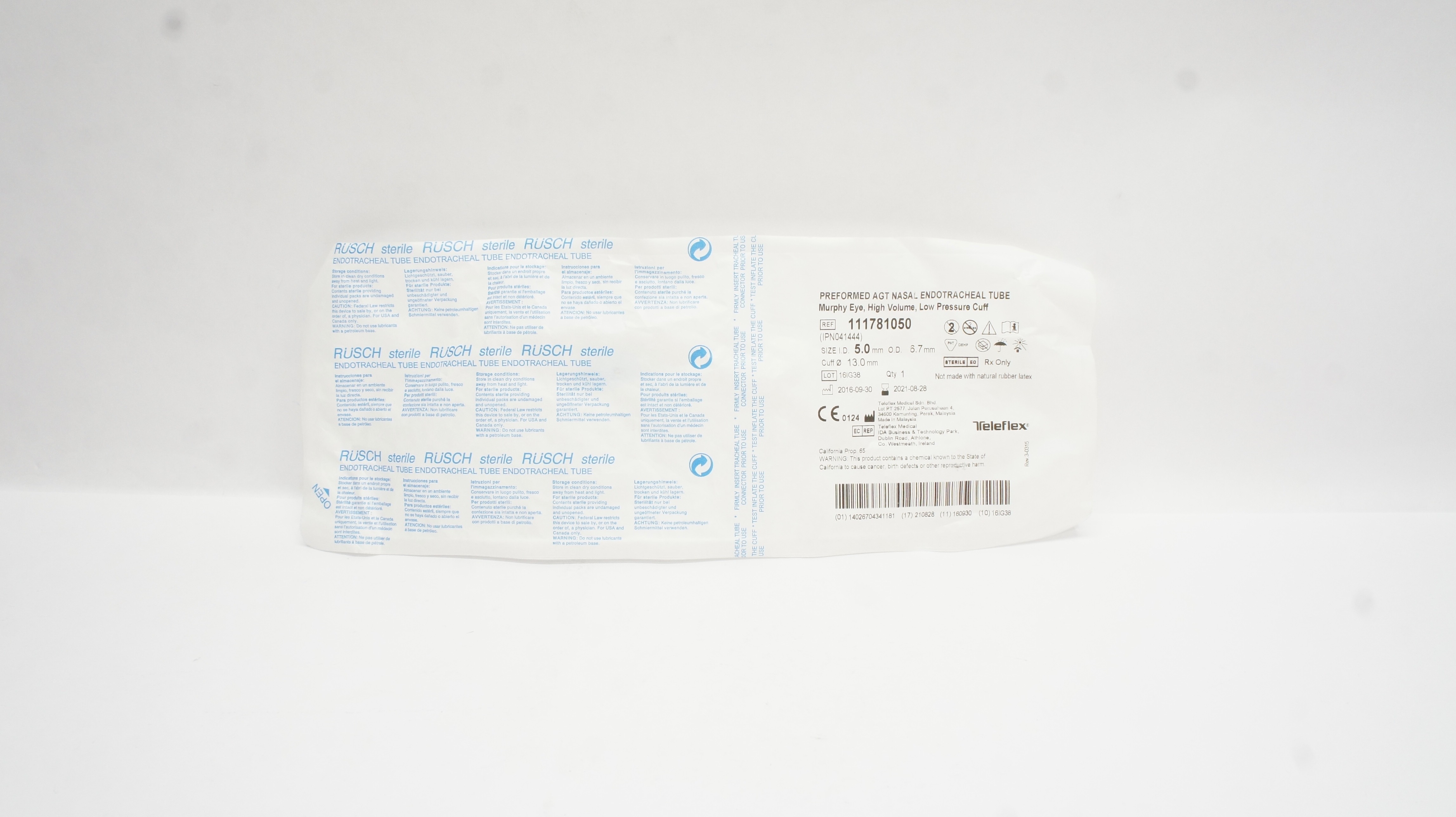 Teleflex 111781050 Preformed AGT Nasal Endotracheal Tube 5.0mm (x)