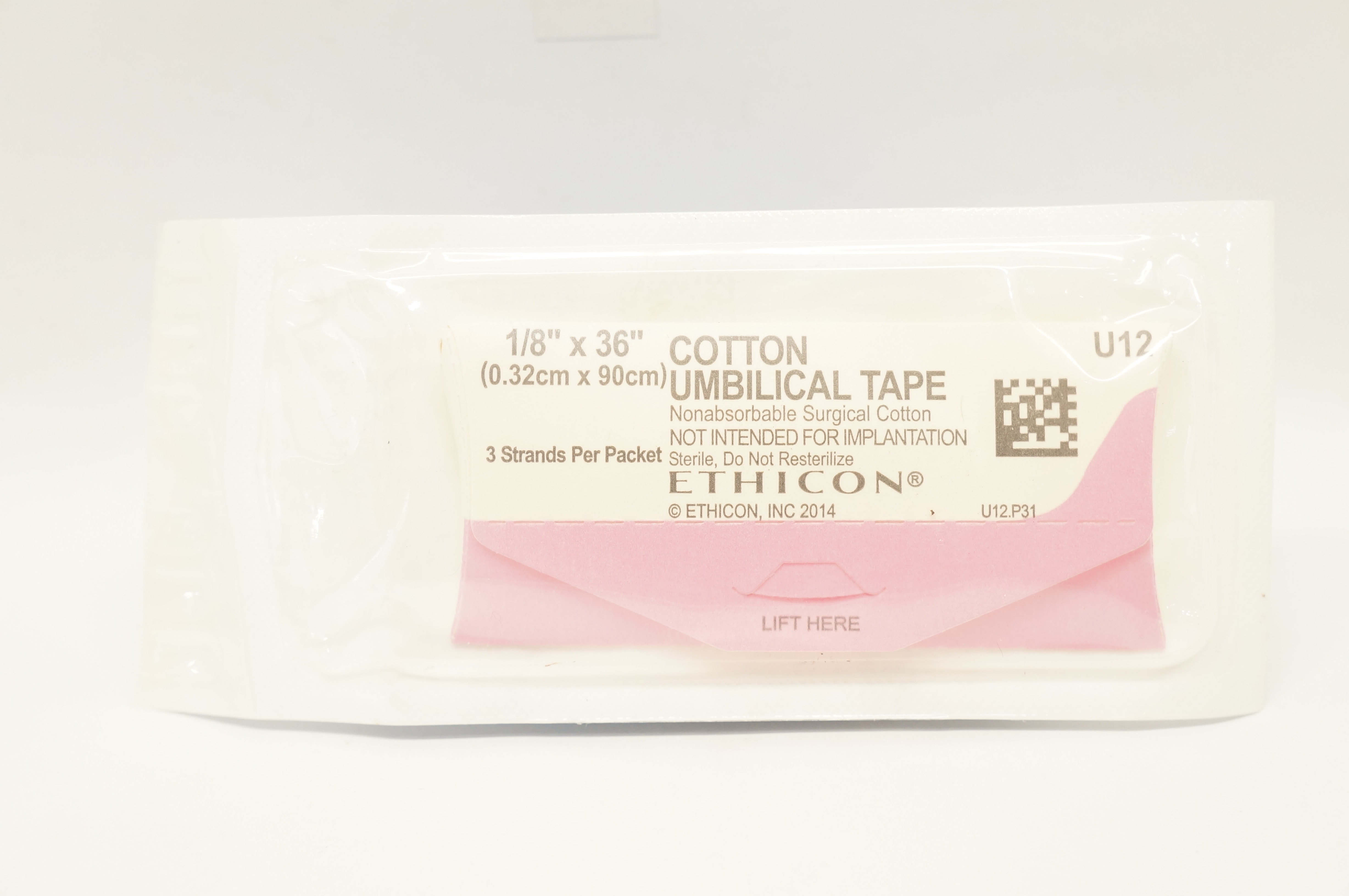 Ethicon U12 Cotton Umbilical Tape, 1/8inch x 36inch (x)