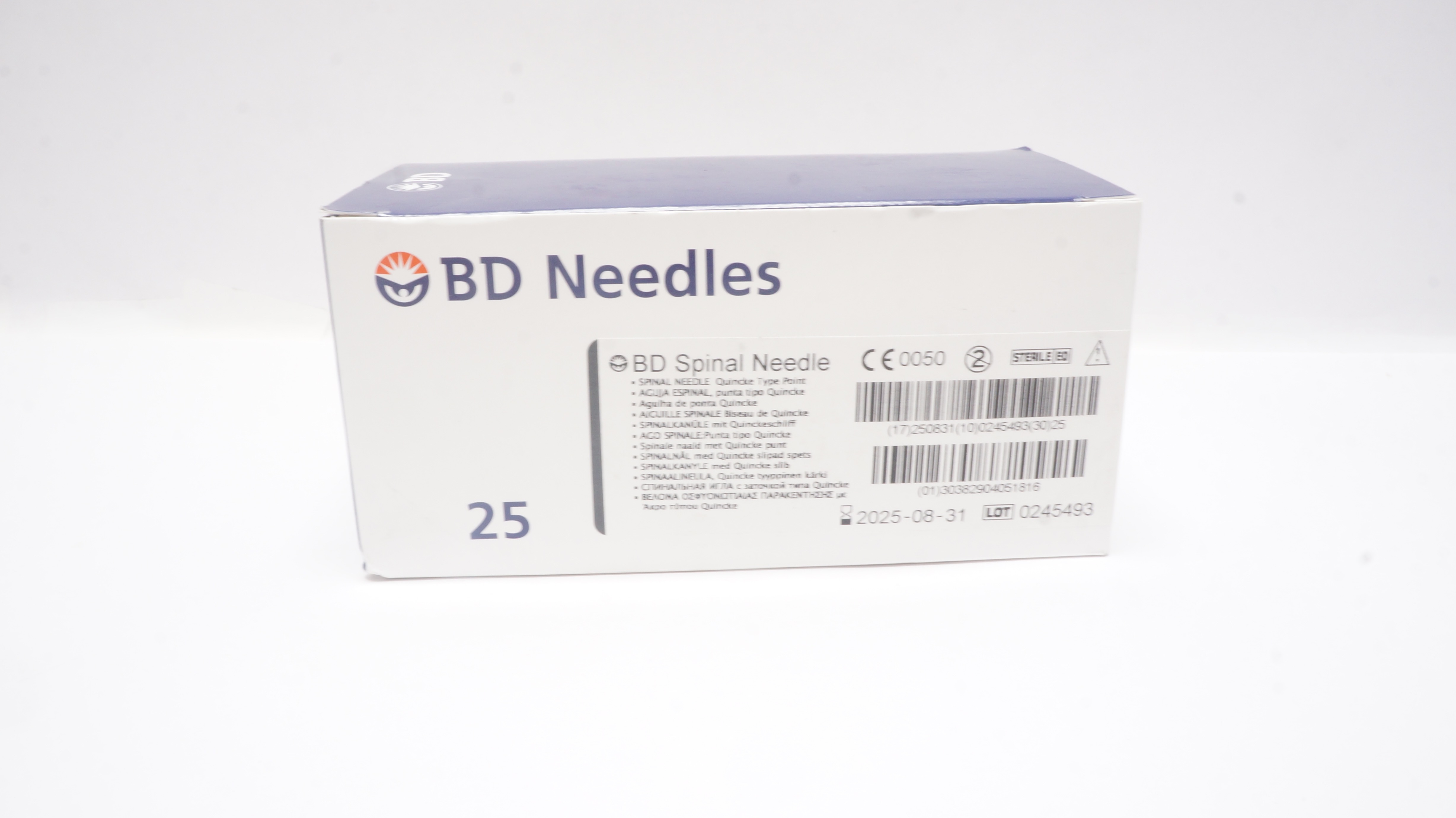 BD 405181 Becton Spinal Ndle Quincke Type Point 22G x 3.50inch - Box of 25