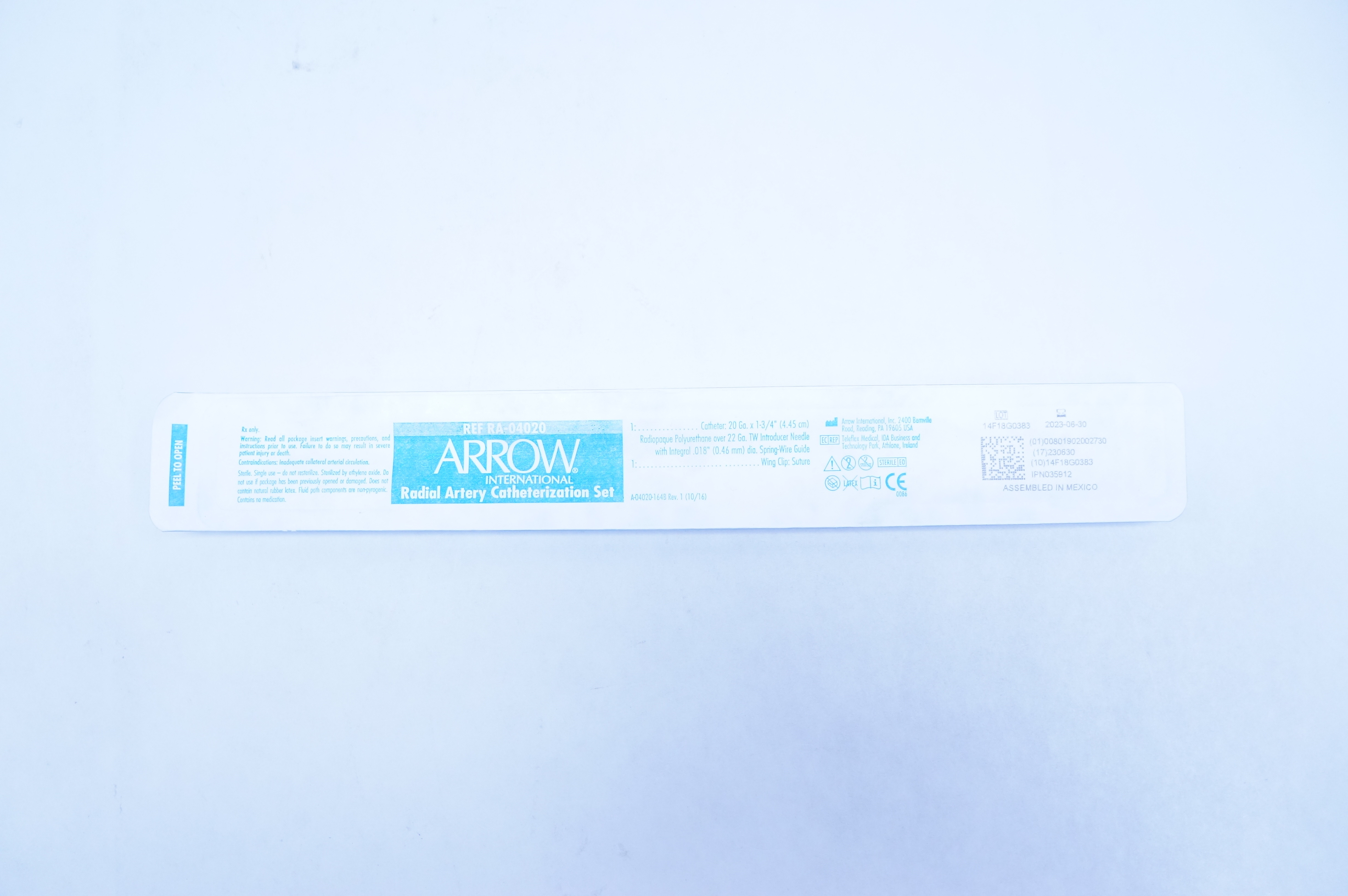 Arrow RA-04020 Radial Artery Cath. Set 20Ga. x 1-3/4inch (x)