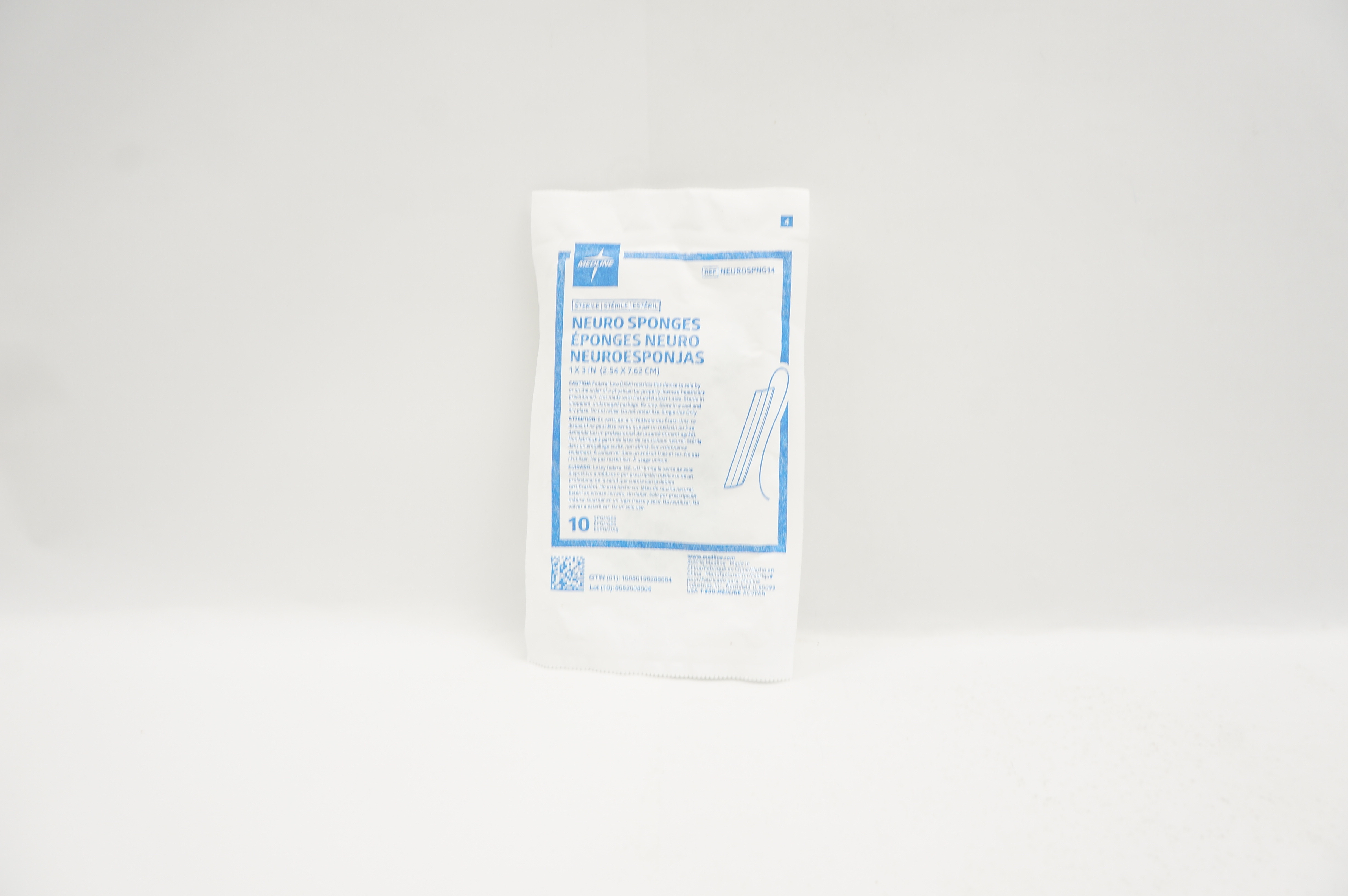Medline NEUROSPNG14 Neuro Sponges 1inch x 3inch - Pack of 10