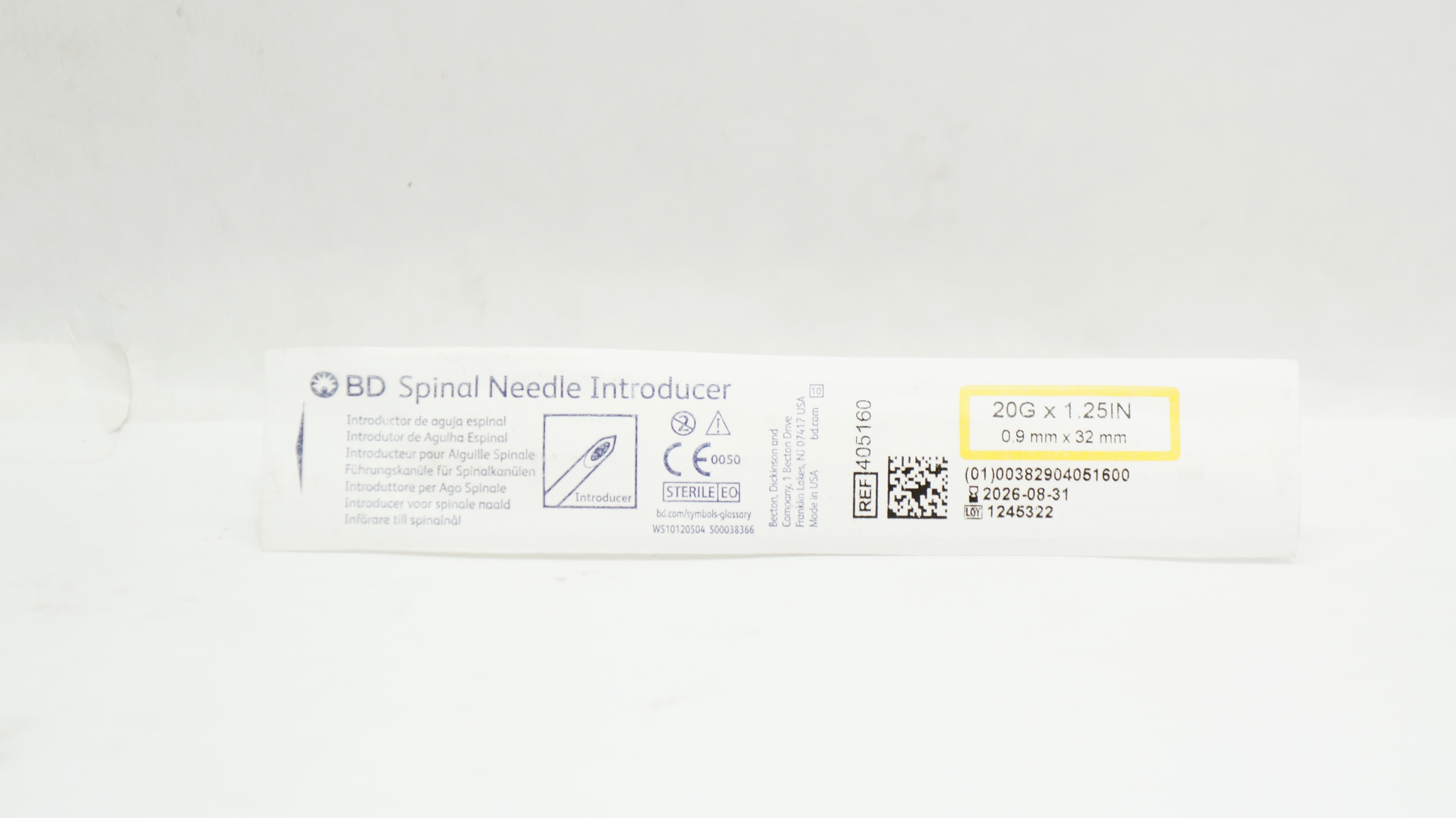 BD 405160 Spinal Ndle Introducer 20GA x 1.25inch