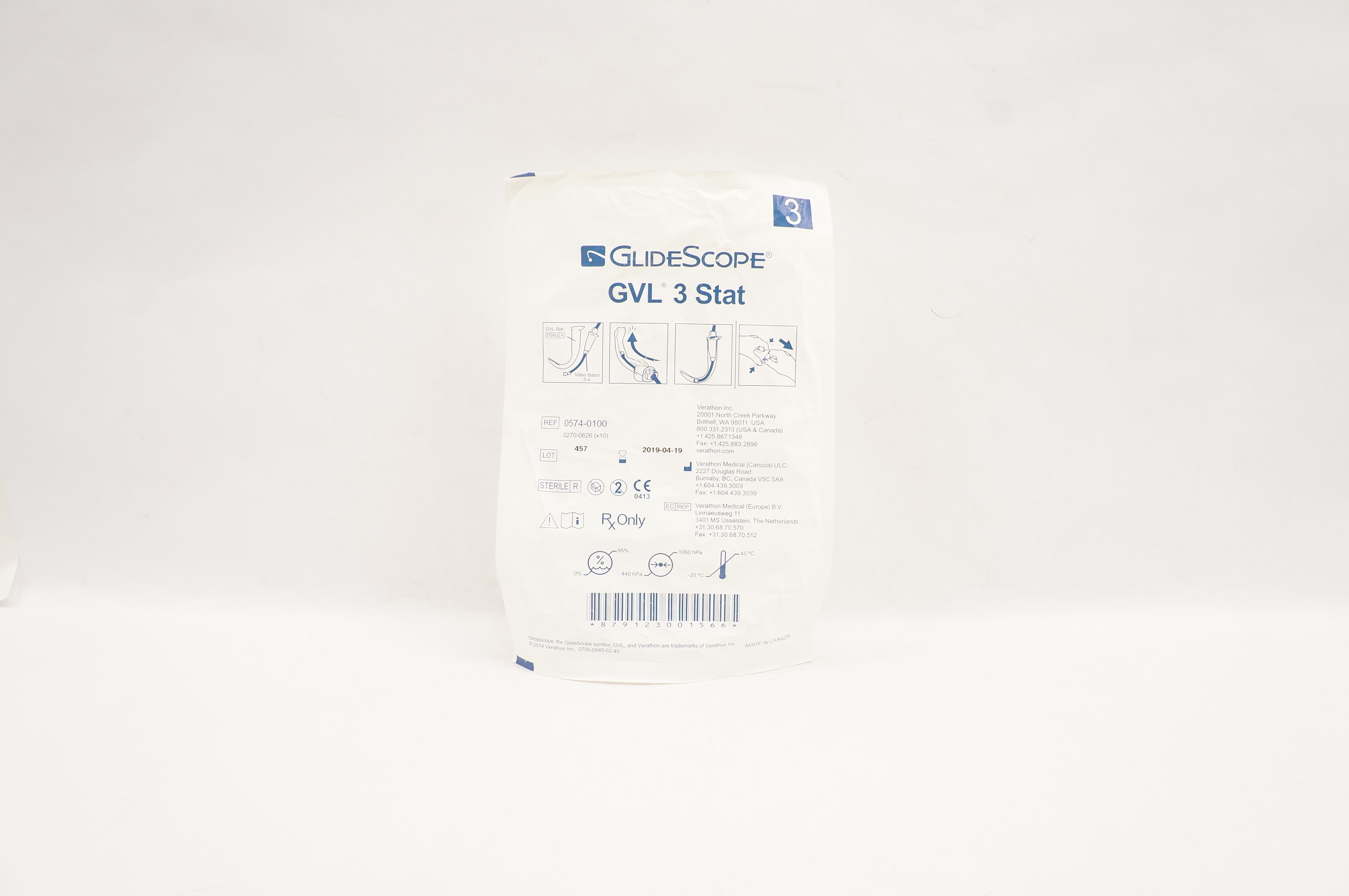 Verathon Medical 0574-0100 GlideScope GVL 3 Stat (x)