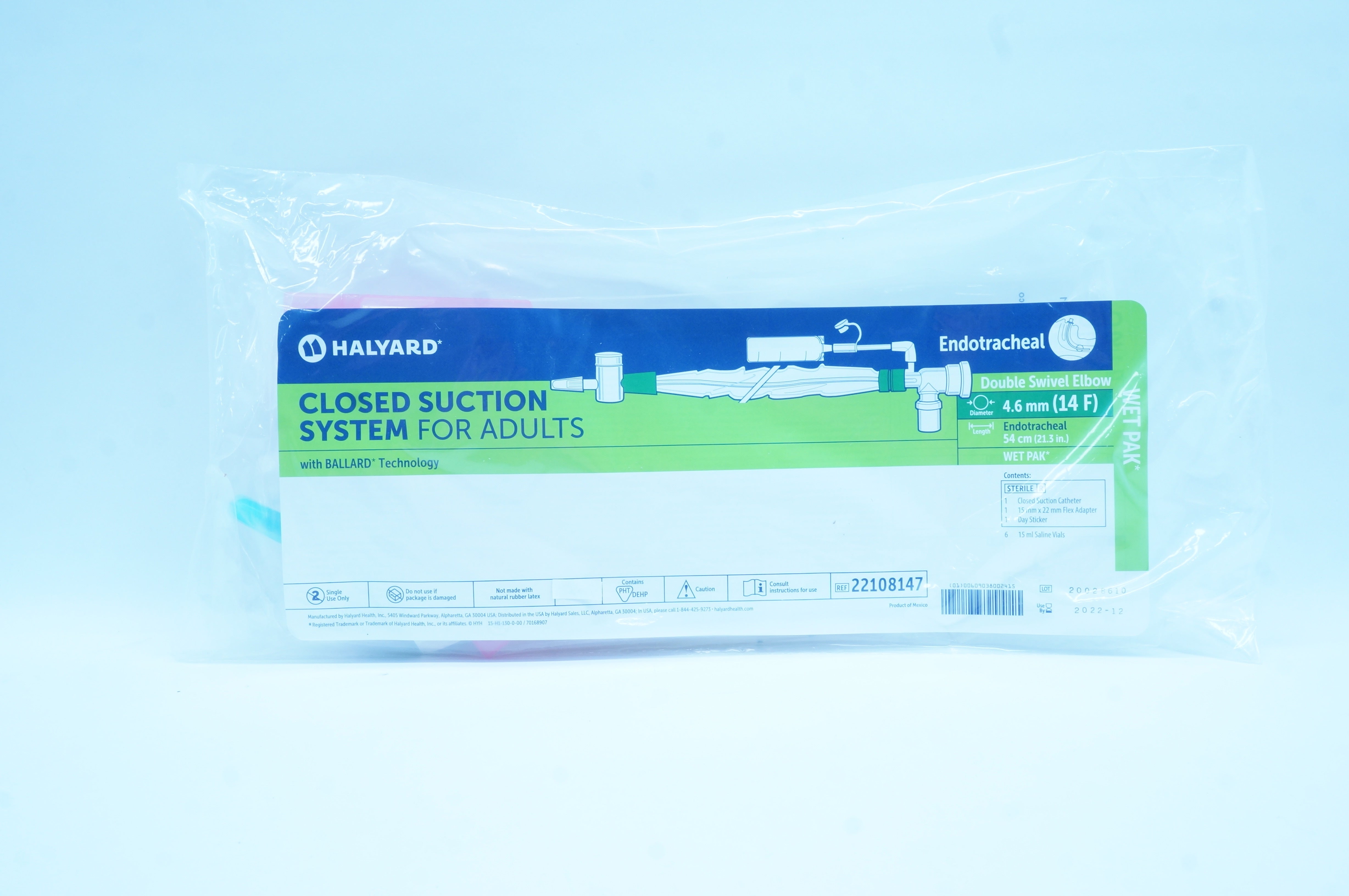 Halyard 22108147 Endotracheal Closed Suction System For Adults 14F x 21.3 inch