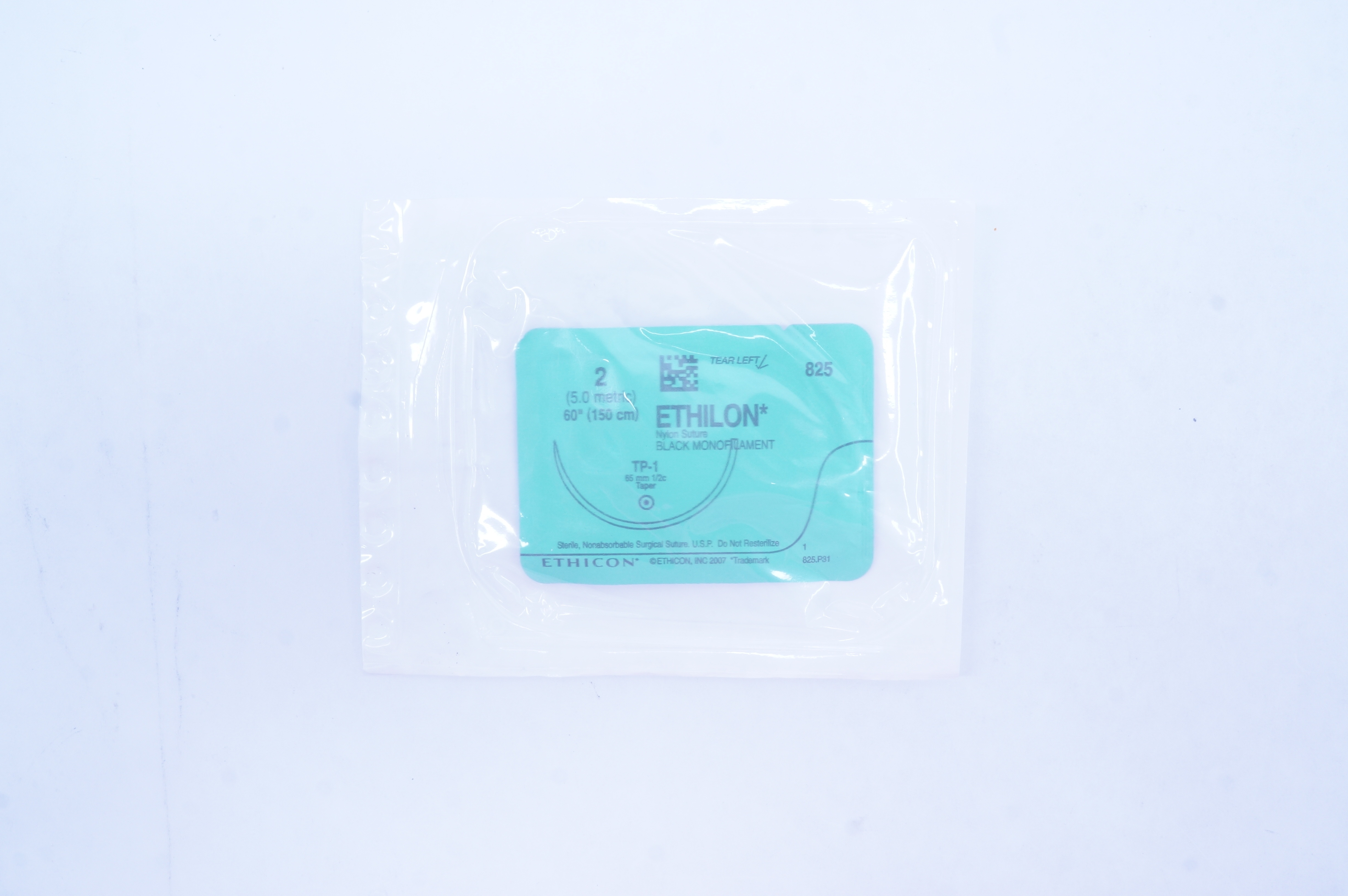 Ethicon 825 2 Ethilon Nylon Stre Black Monofilament TP-1 65mm 1/2c Taper 60 inch