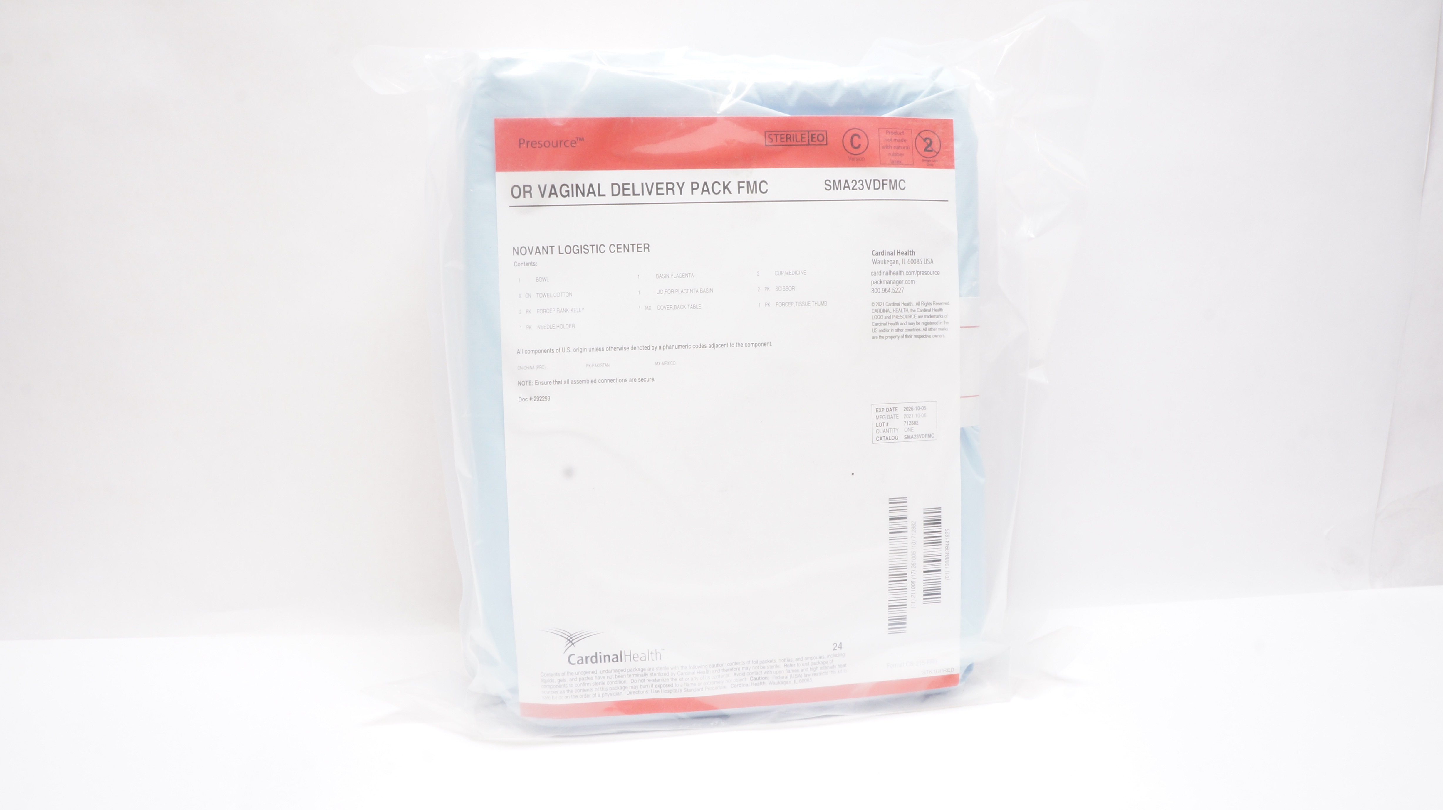 Cardinal Health SMA23VDFMC Presource OR Vaginal Delivery Pack FMC