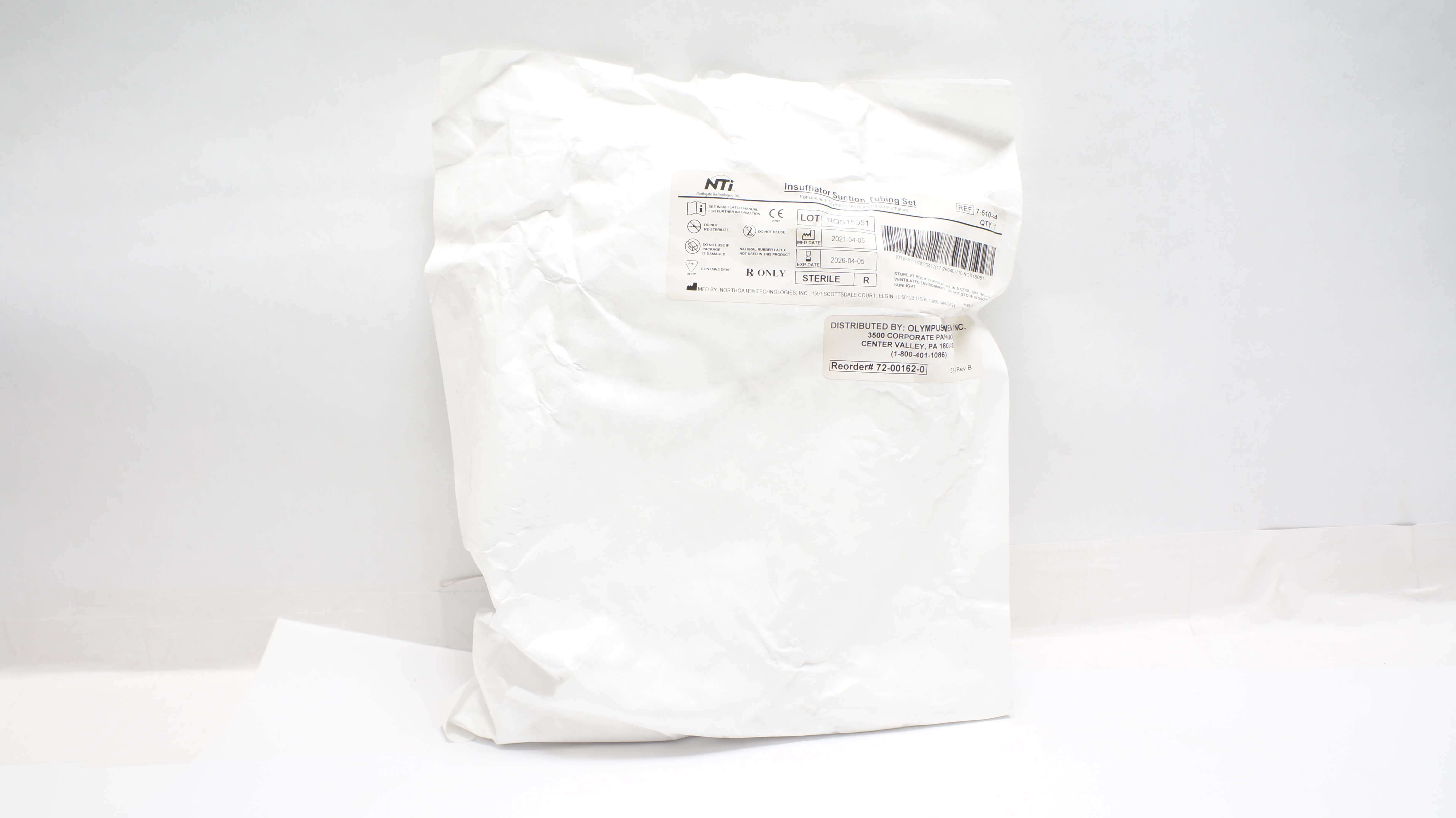 Northgate Technologies 7-510-44 Insufflator Suction Tubing Set