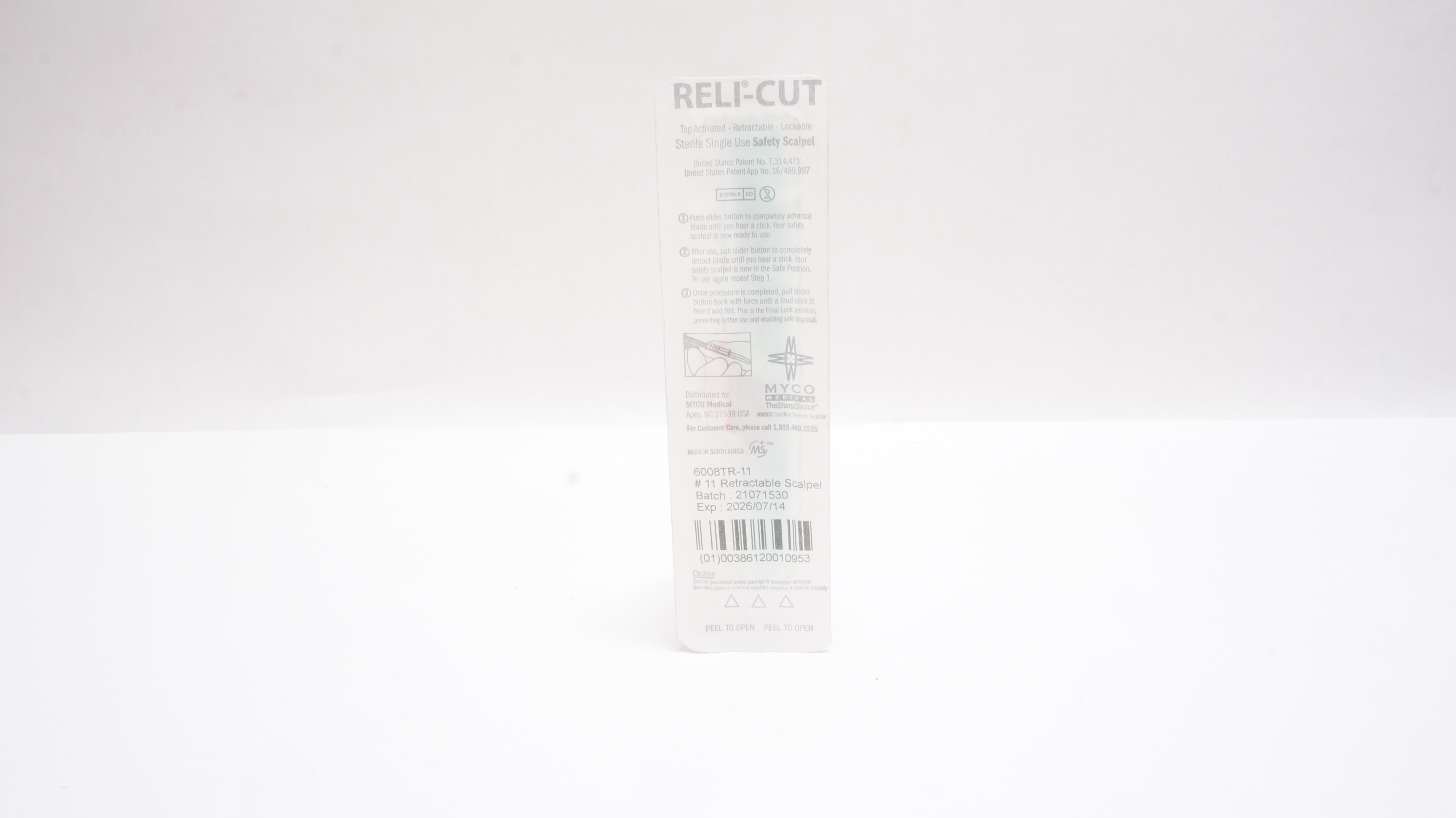 MYCO Medical 6008TR-11 Reli-Cut Retractable Safety Scalpels #11