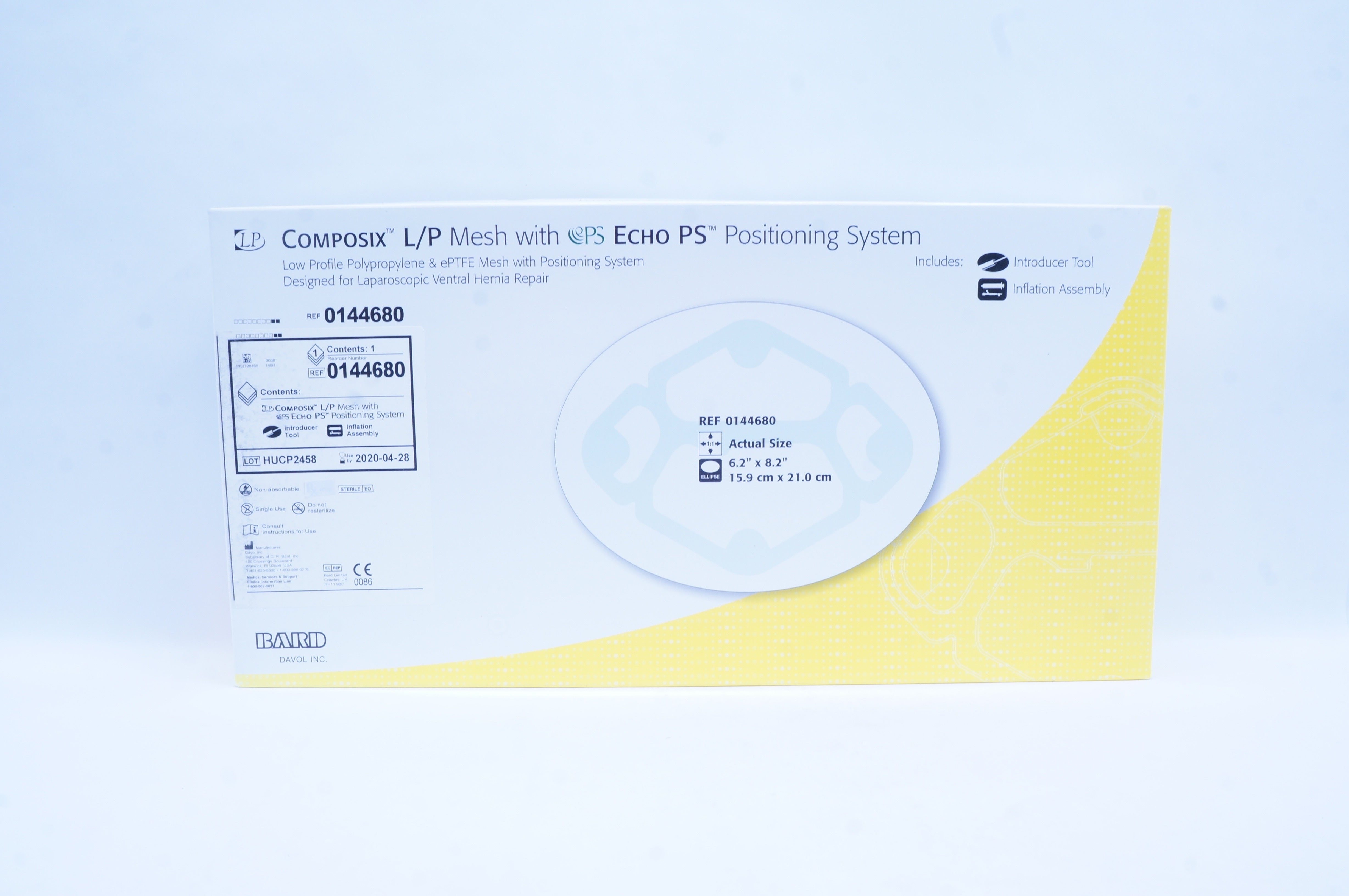 Bard 0144680 Davol Composix L/P Mesh, Ellipse 6.2inch x 8.2inch (x)
